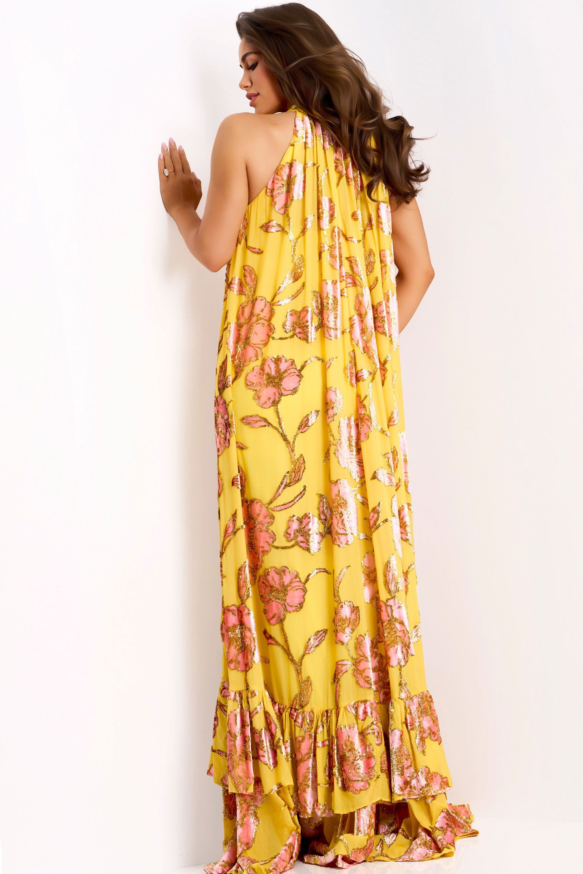 Formal Dresses Long Prom Formal Ruffle Floral Dress Jovani 46639 Print