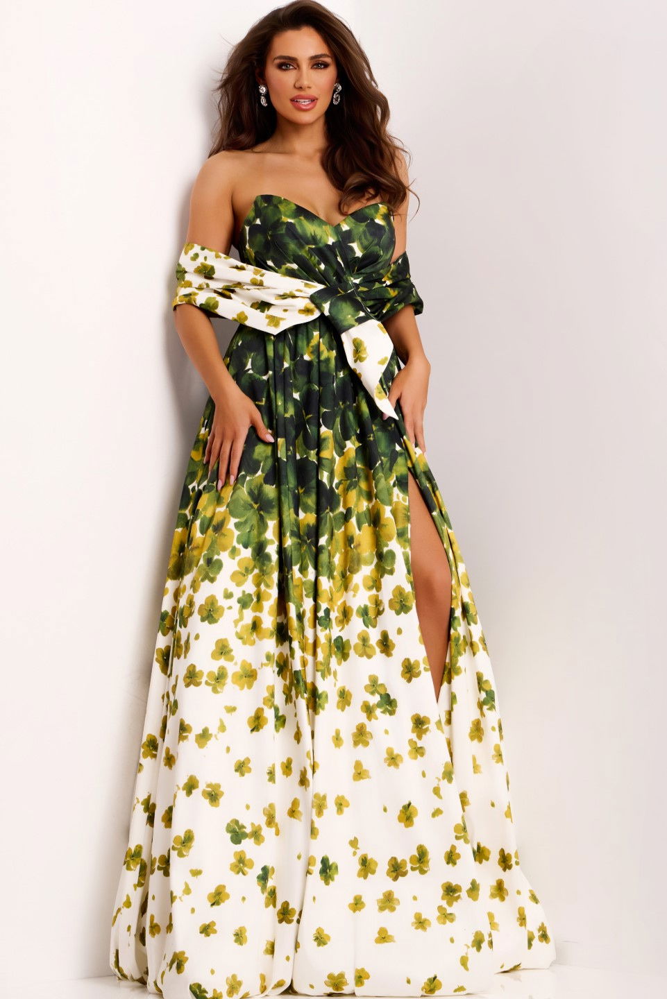 Prom Dresses Long Formal A Line Floral Print Prom Dress Jovani 46723 Print