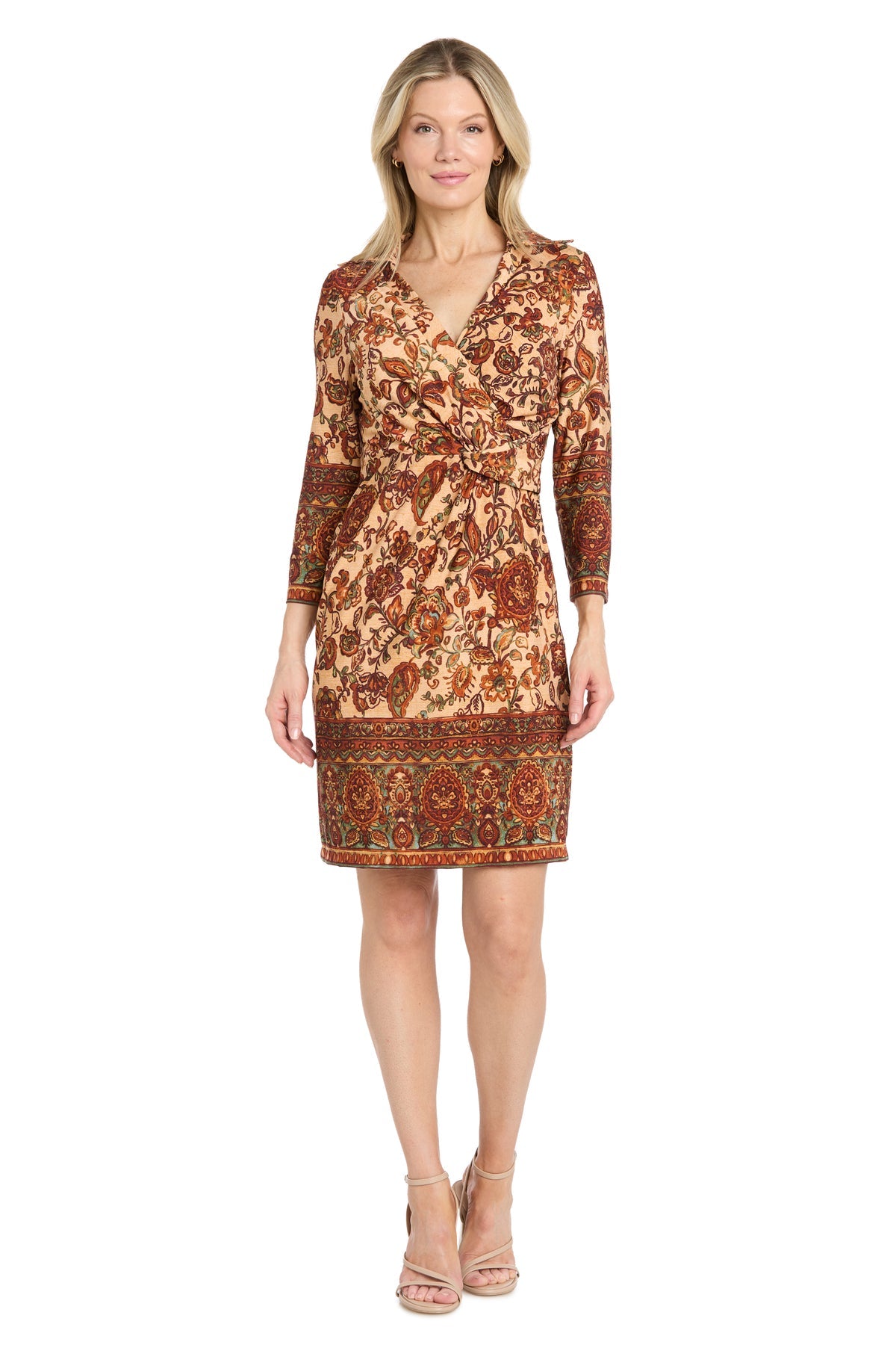 V-Neck Knee-Length Jersey Cocktail Sheath R&M Richards 4678