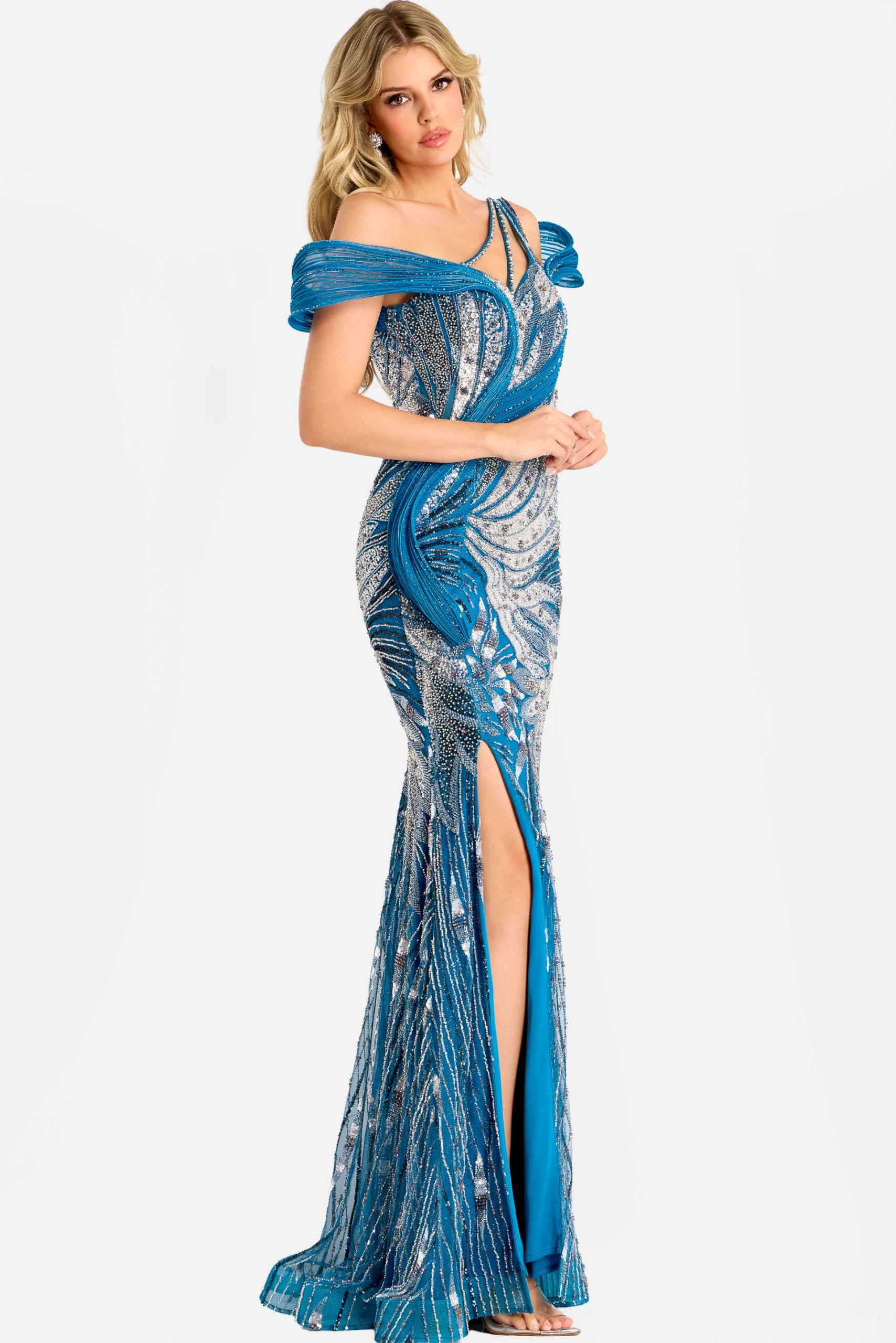 Prom Dresses Long Beaded Mermaid Formal Prom Sequin Dress Jovani 46858 Blue