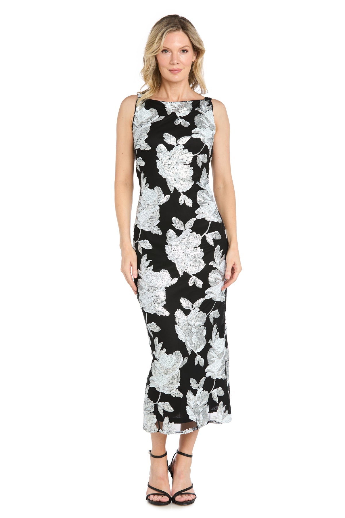 Bateau Midi Sequin Formal Sheath/Column R&M Richards 4690
