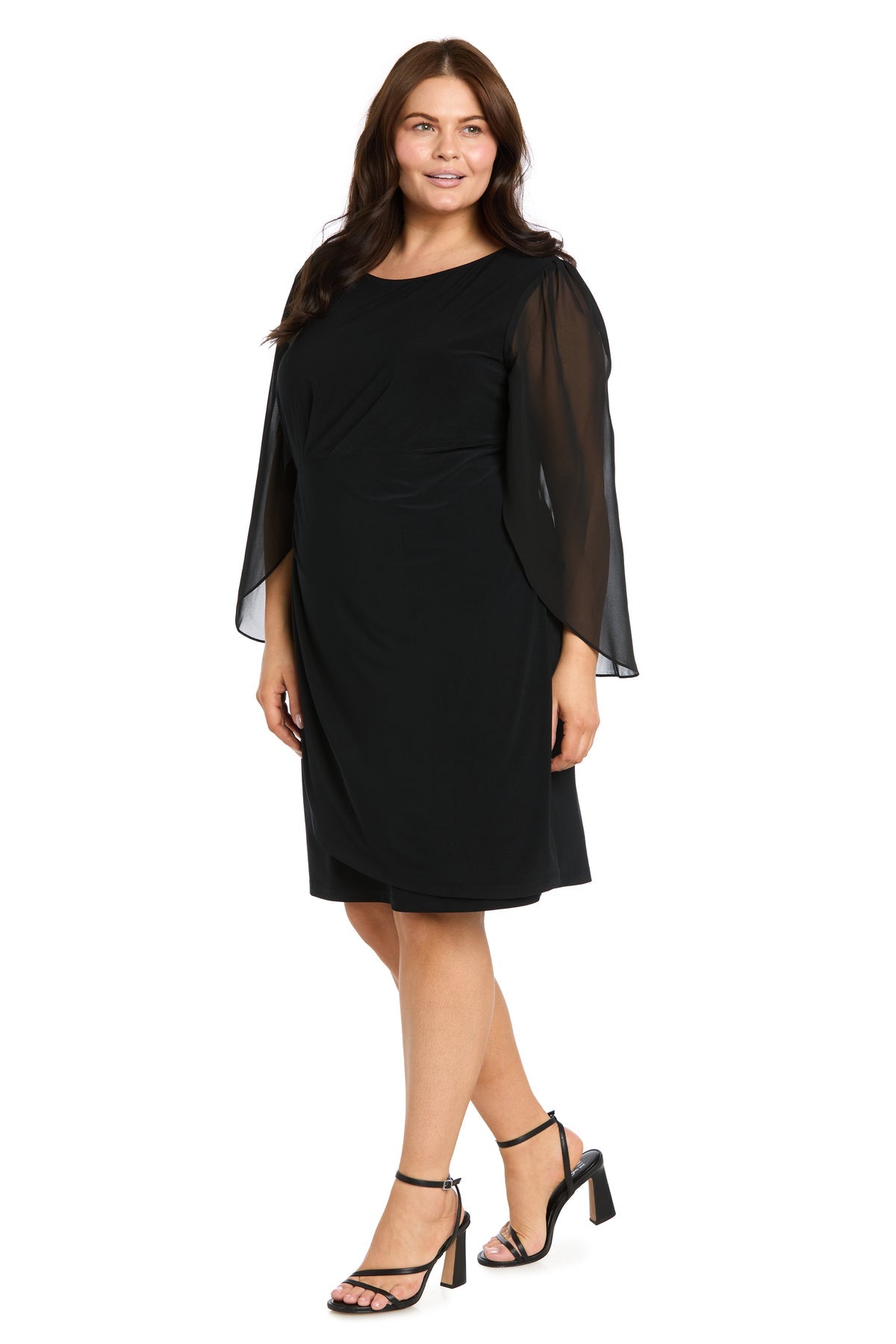 Jewel Neck Knee-Length Jersey Cocktail Sheath Column Dress R&M Richards 4696W