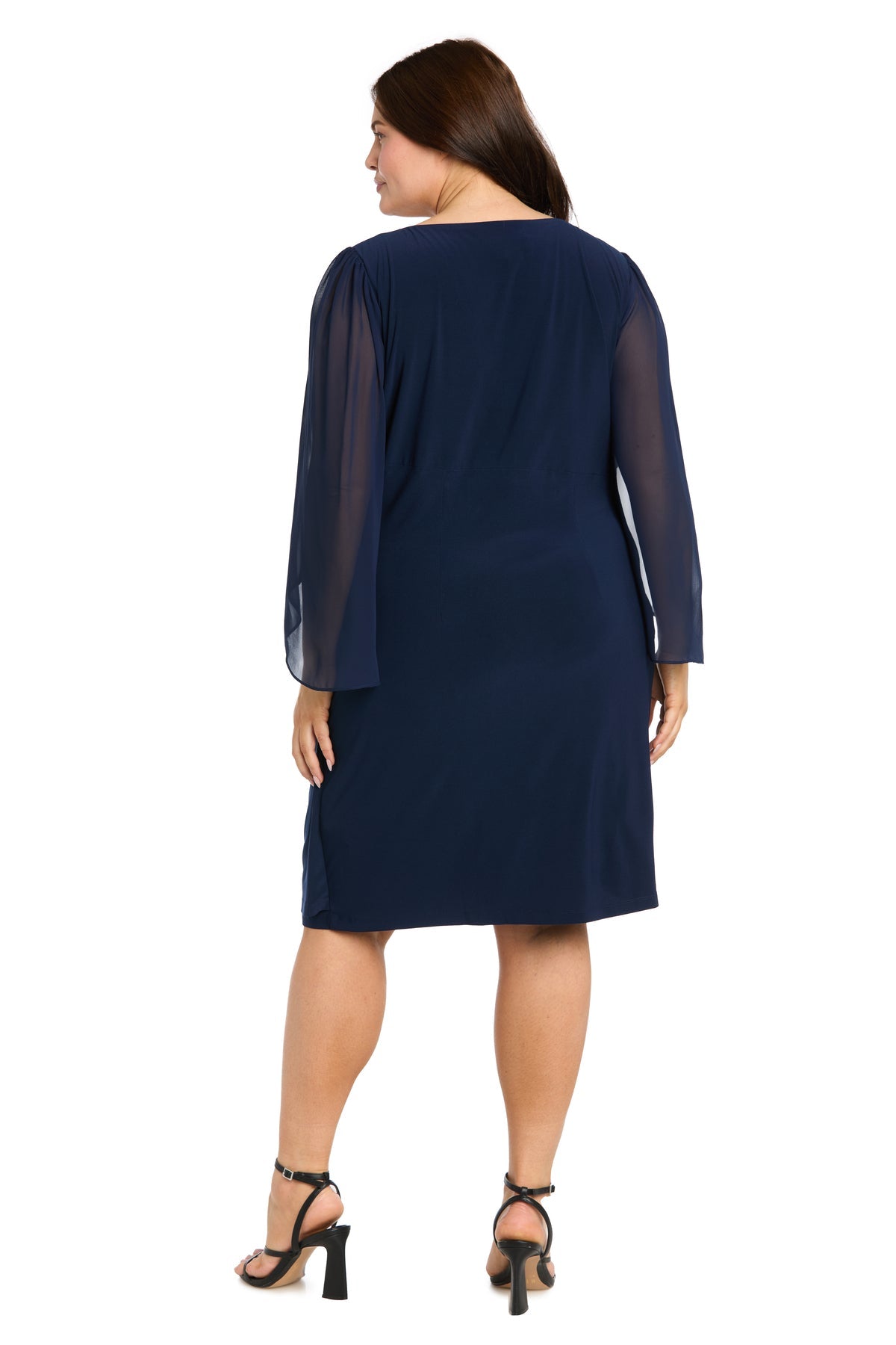 Jewel Neck Knee-Length Jersey Cocktail Sheath Column Dress R&M Richards 4696W