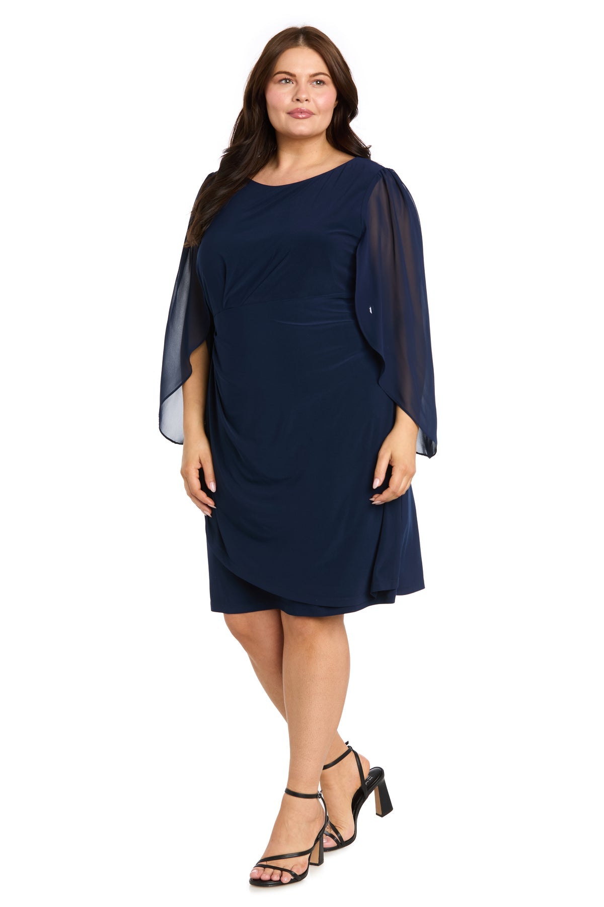 Jewel Neck Knee-Length Jersey Cocktail Sheath Column Dress R&M Richards 4696W