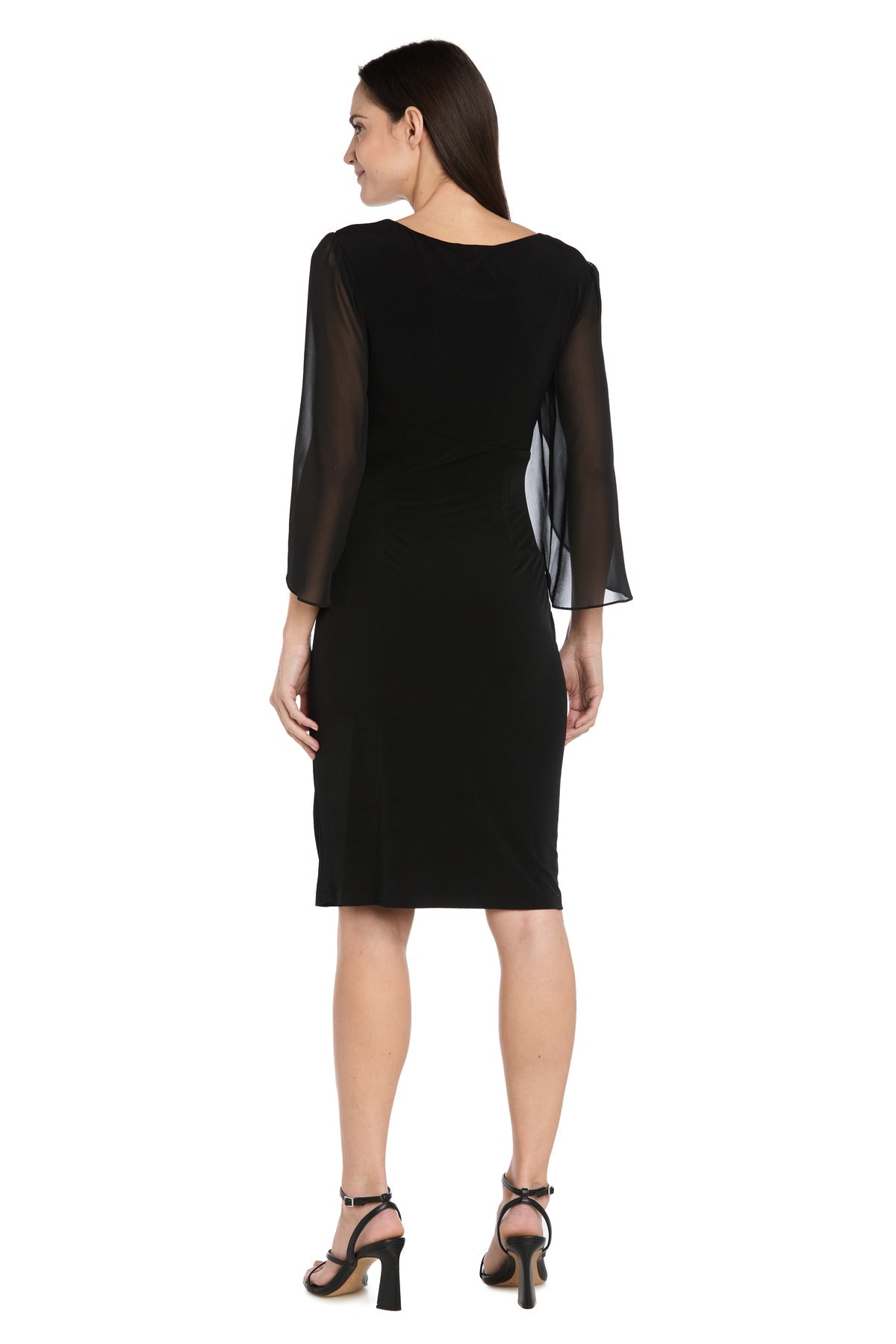 Scoop Knee-Length Chiffon Cocktail Dress by R&M Richards 4696 in Black