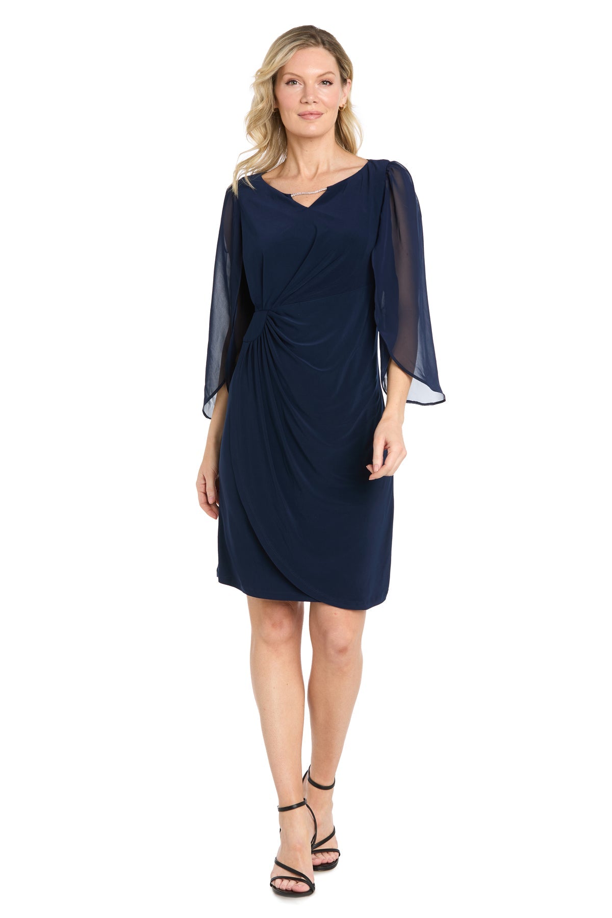 Jewel Knee-Length Jersey Evening Sheath R&M Richards 4698