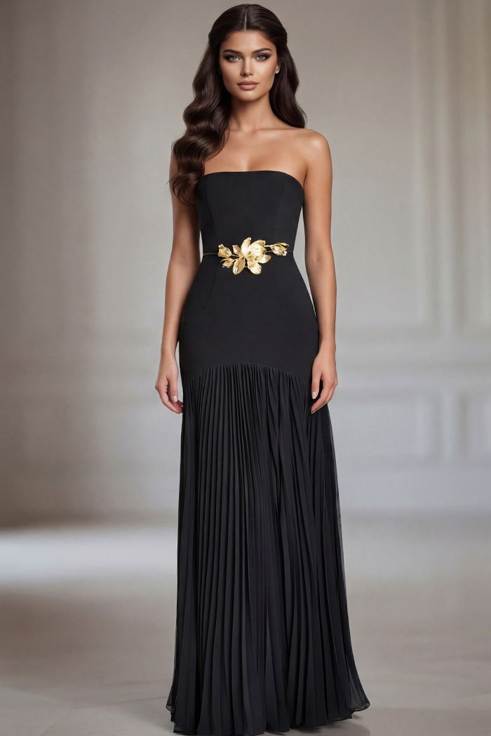 Prom Dresses Long A Line Formal Floral Pleated Prom Dress Jovani 47000 Black