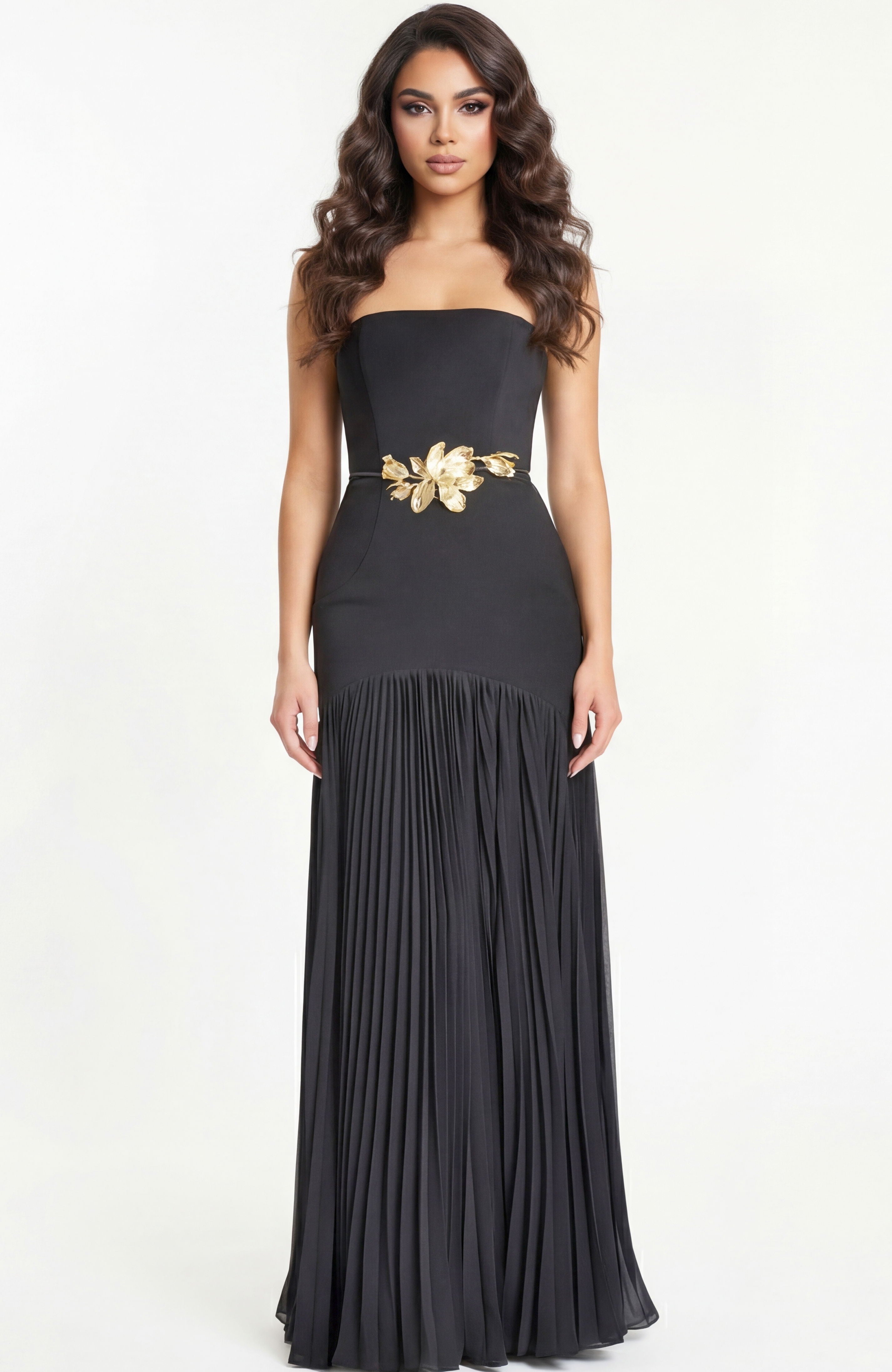 Prom Dresses Long A Line Formal Floral Pleated Prom Dress Jovani 47000 Black