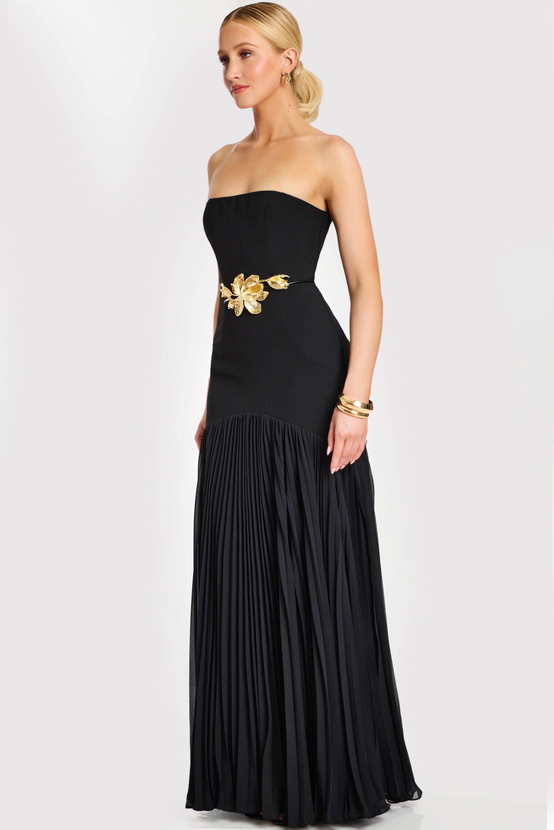 Prom Dresses Long A Line Formal Floral Pleated Prom Dress Jovani 47000 Black