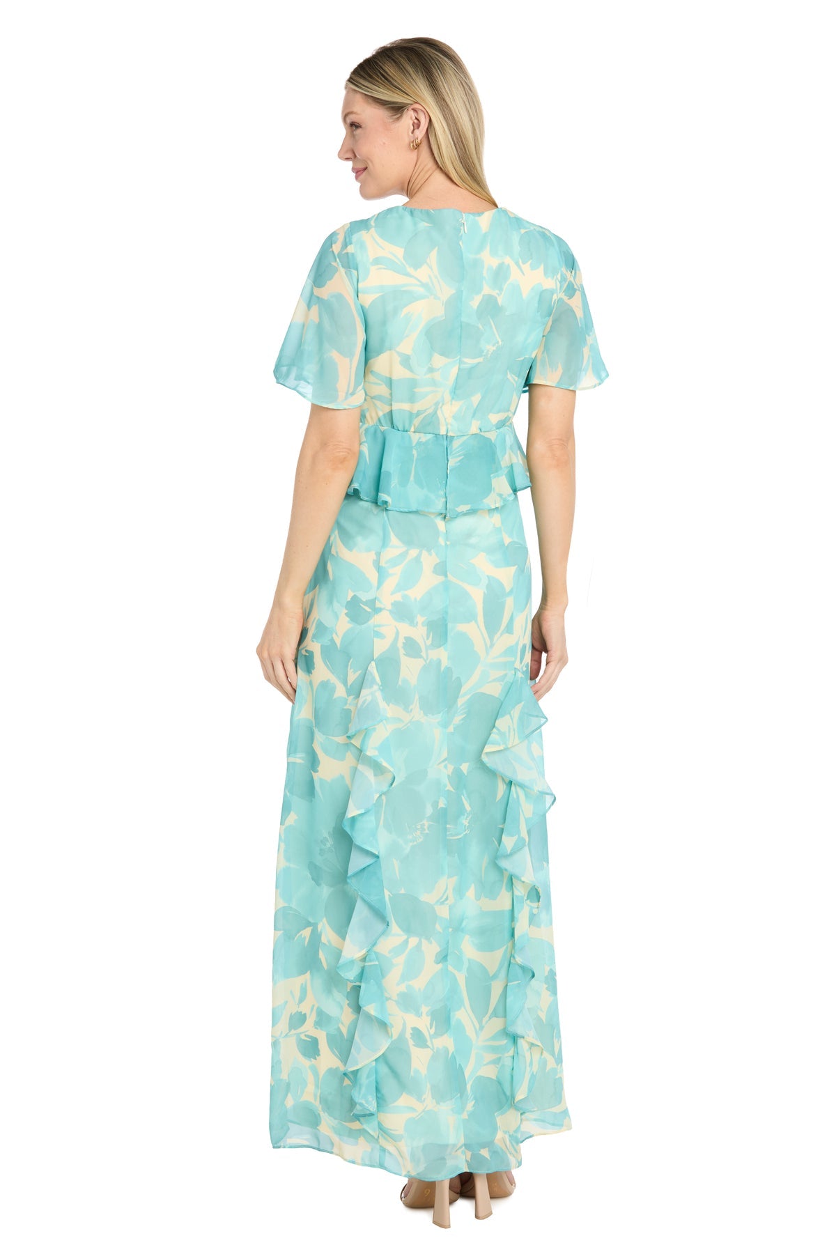 V-Neck Floor-Length Chiffon Formal A-Line R&M Richards 4708