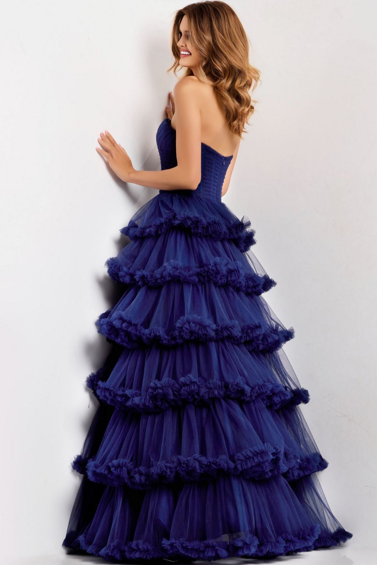 Prom Dresses Long Formal Ruffle A Line Prom Dress Navy