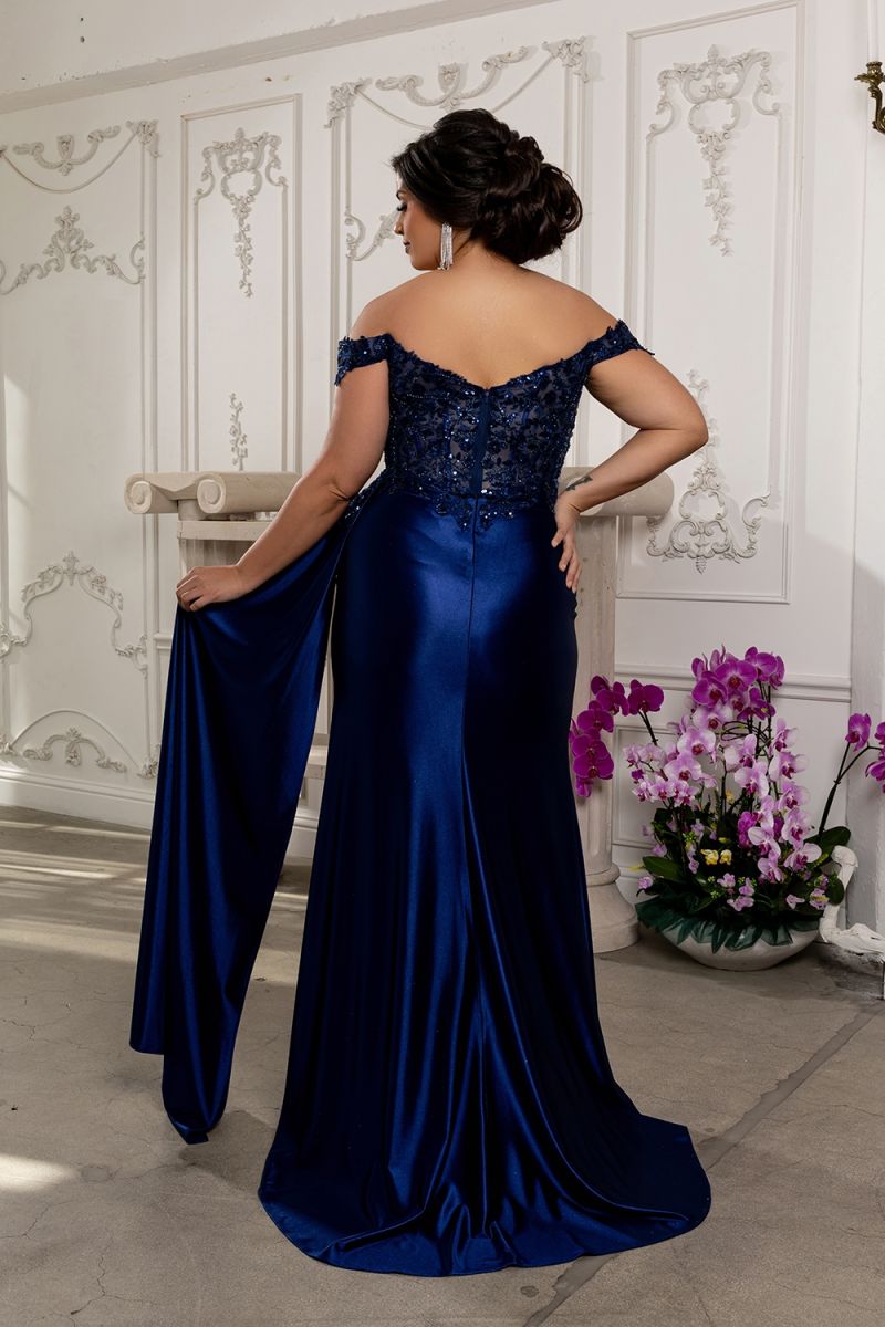 Off-the-Shoulder Floor-Length Satin Prom Sheath/Column May Queen 2177