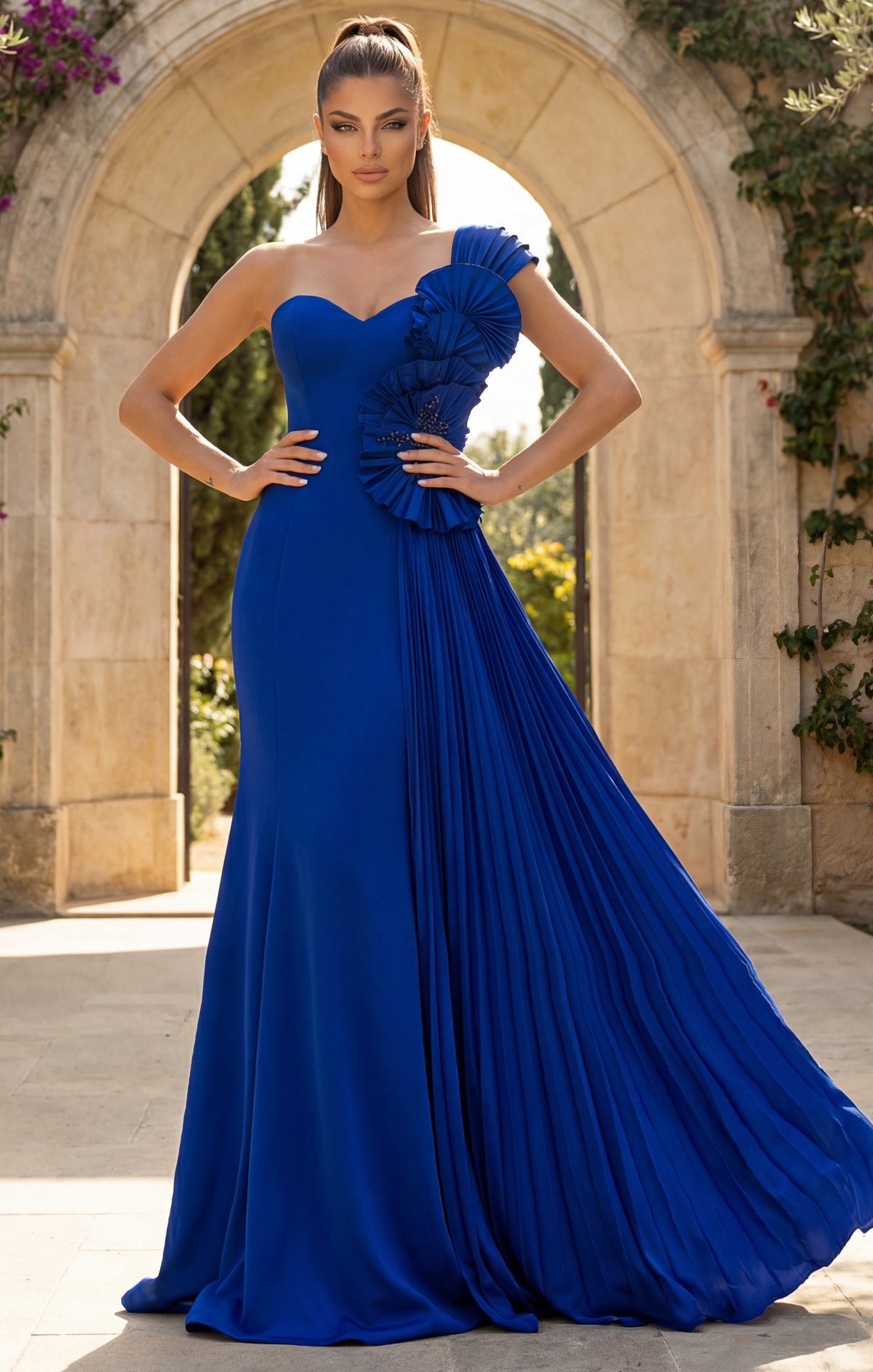 green emerald velvet dress Sheer Corset Royal Blue Short Glitter Homecoming Dress– PromGirl main image 1