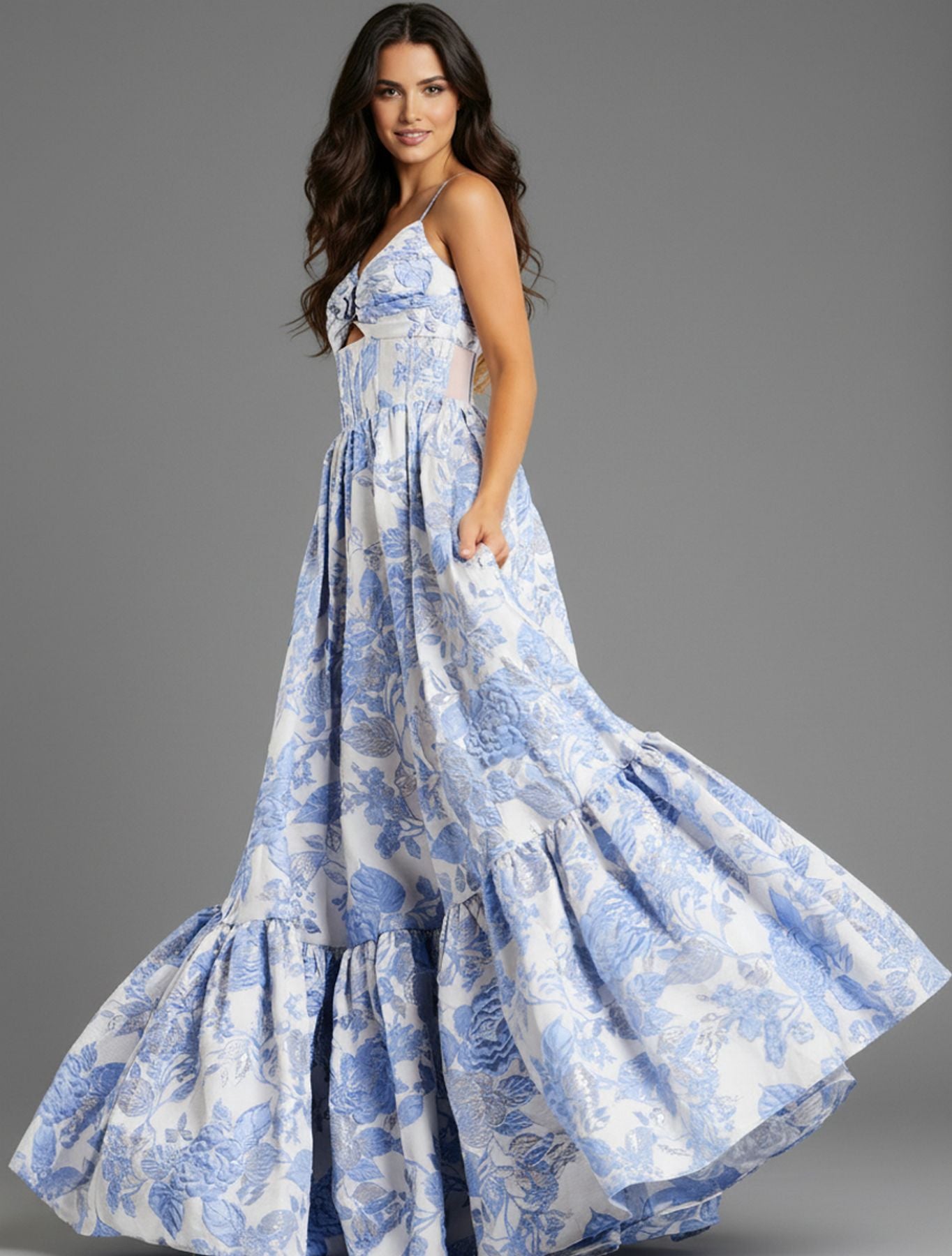 住まい/暮らし/子育て Floral Sexy Long Gown Jovani 47328 Long Formal Floral Print Ball Gown Prom Dress – The
