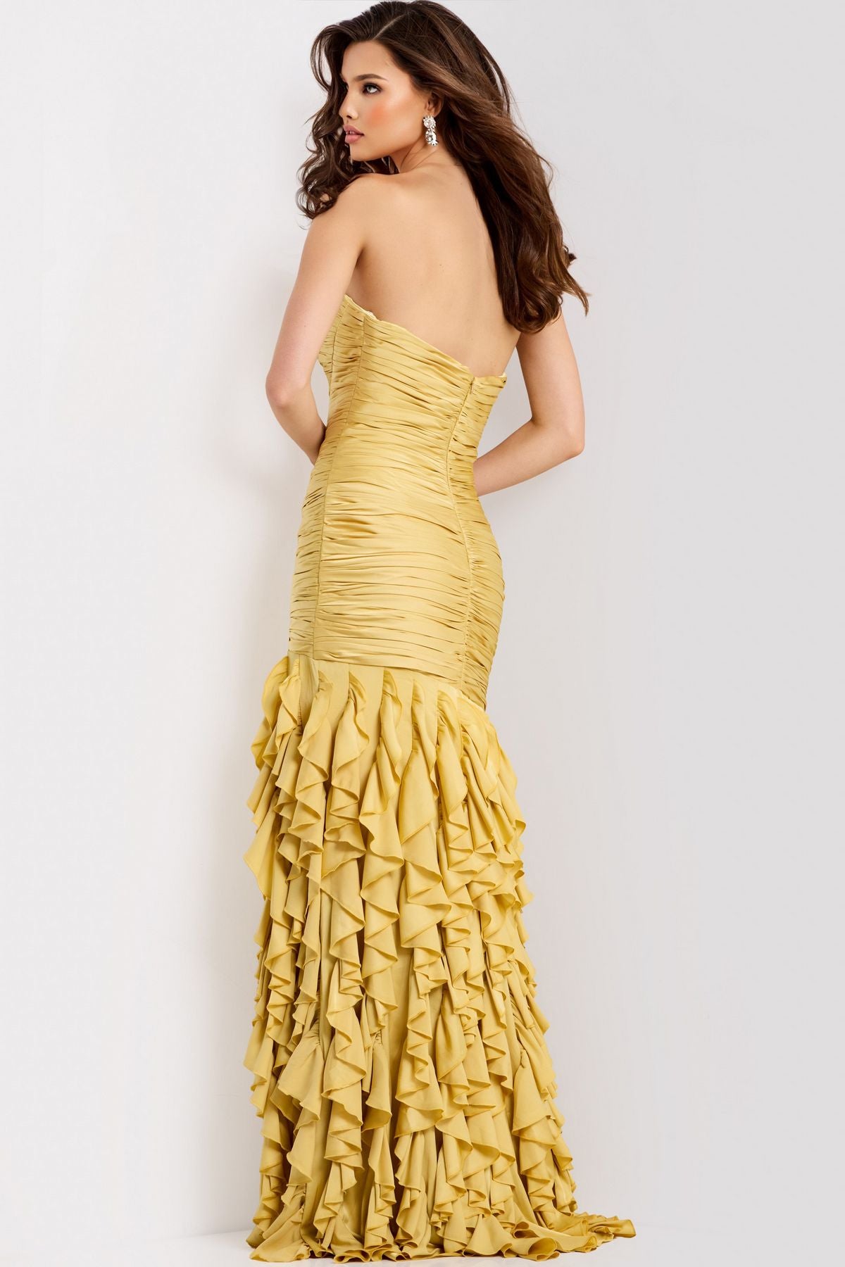 Prom Dresses Long Formal Mermaid Ruffle Prom Dress Yellow