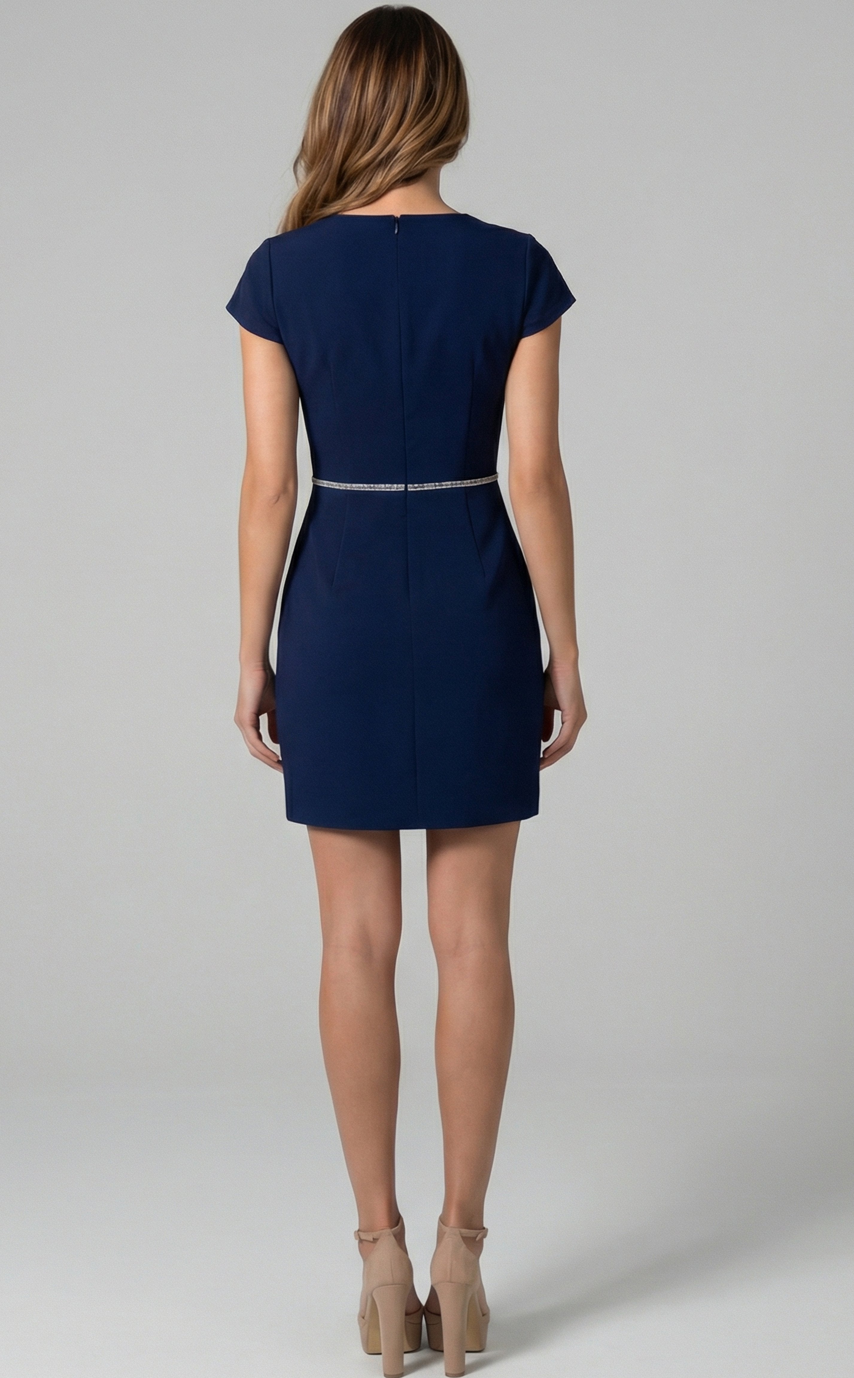 Crew/High-Neck Mini Short Scuba Cocktail Bodycon Jovani 47618