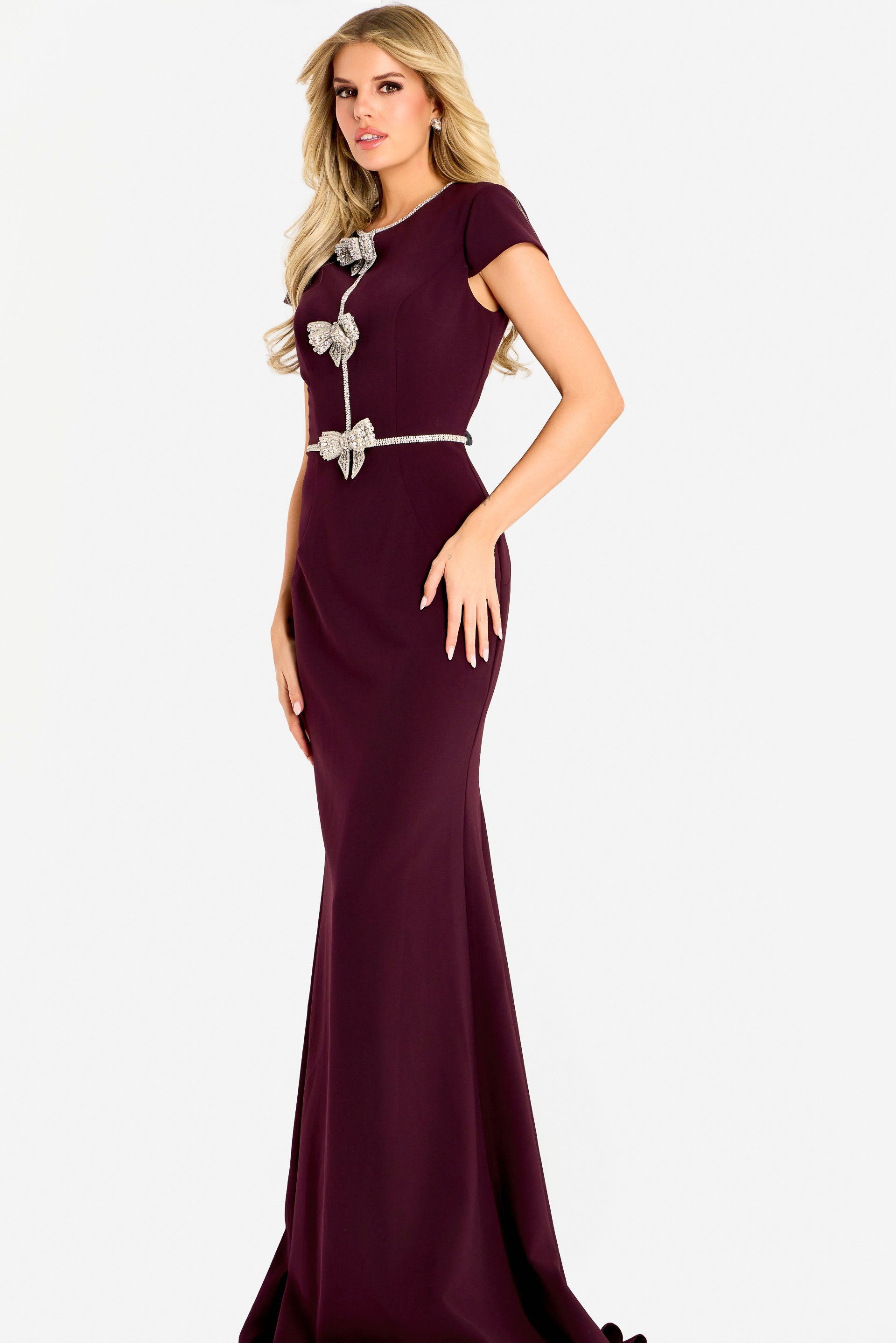 Mother of the Bride Dresses Long Formal Metallic Mother of the Bride Dress Jovani 47619 Plum