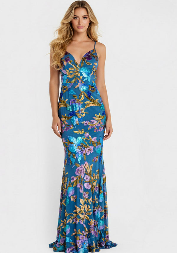 Jovani 47655 Floral Mermaid Long Formal Prom Dress