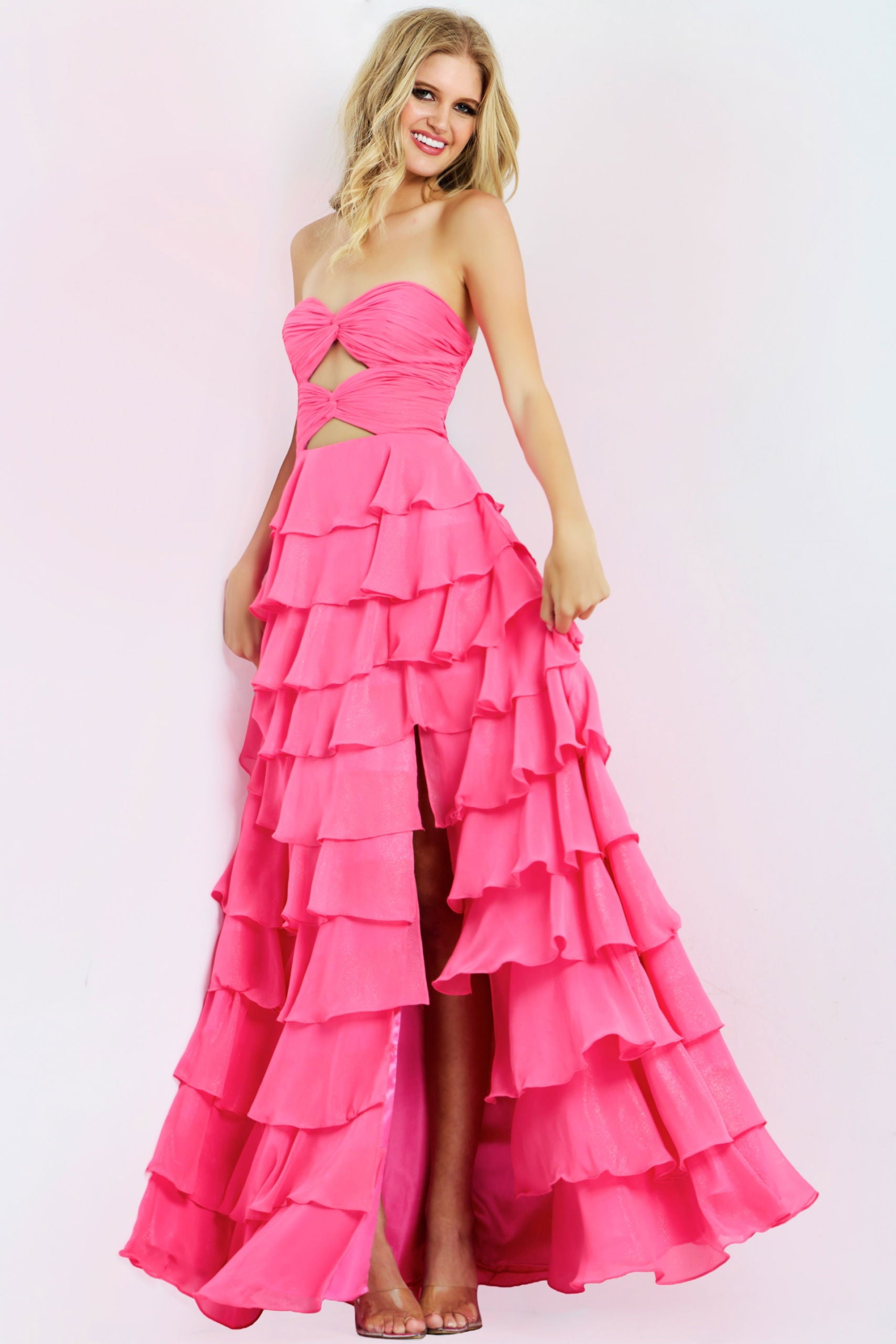 Prom Dresses Ruffle A Line Prom Long Formal Dress Pink
