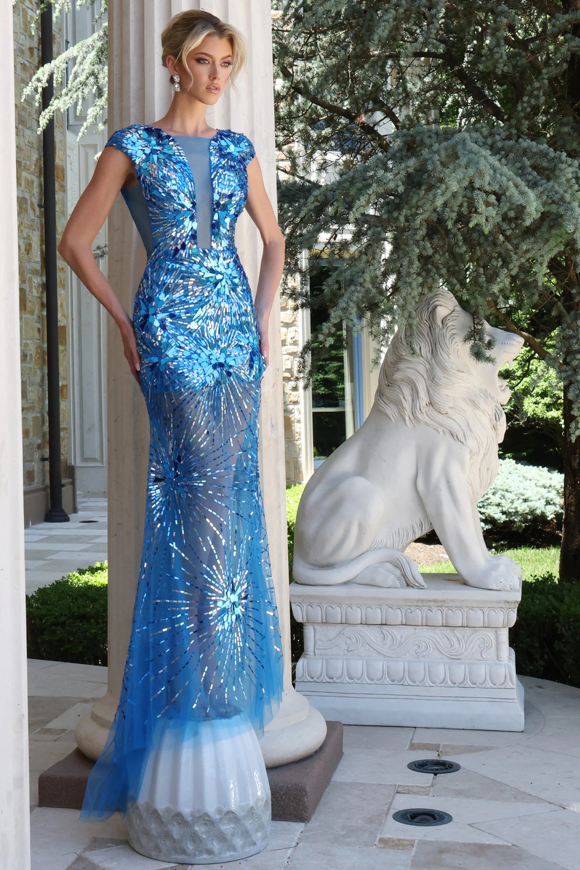 Prom Dresses Sequin Floral Long Formal Prom Dress Peacock