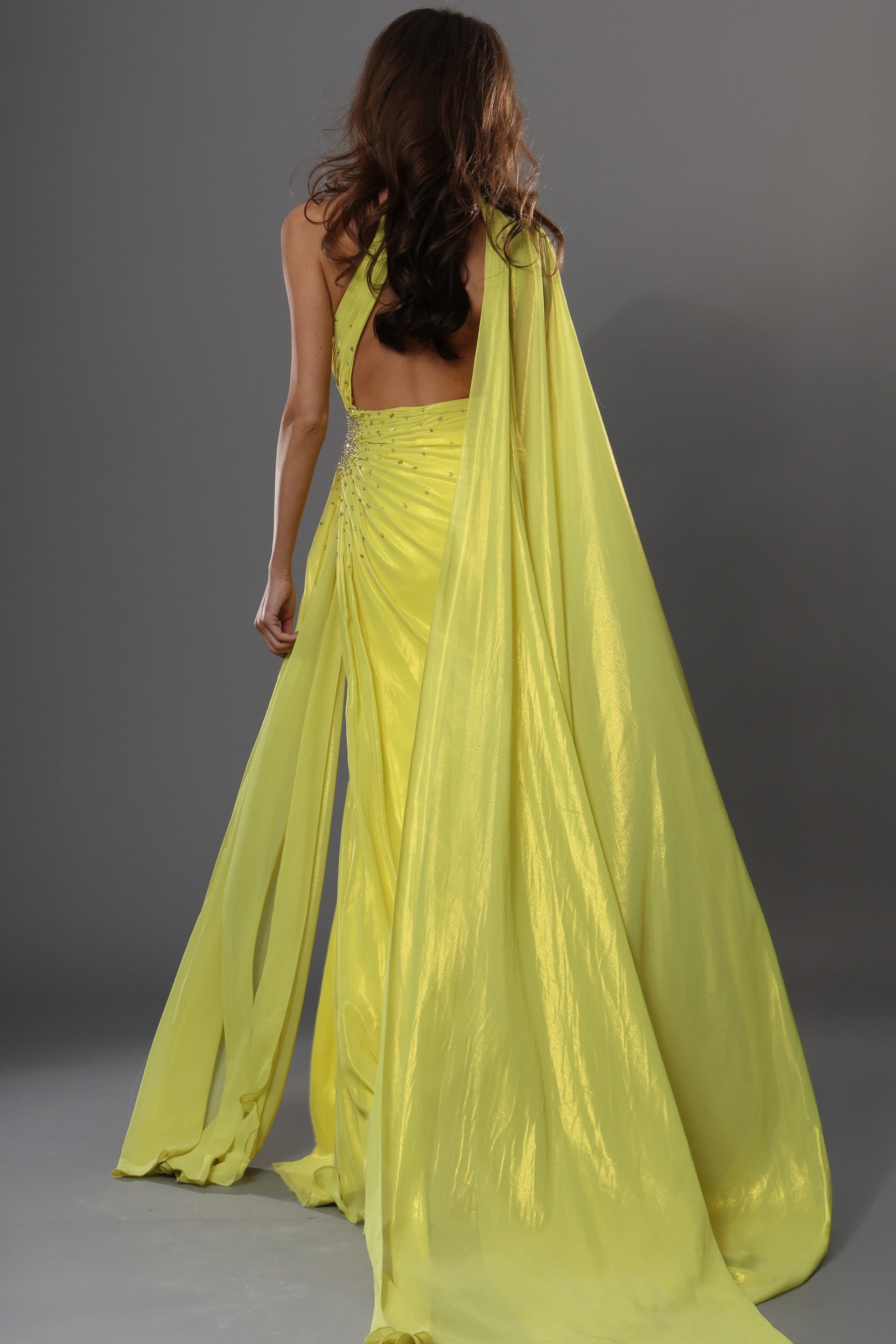 Halter Floor-Length Satin Evening Sheath Jovani 48058