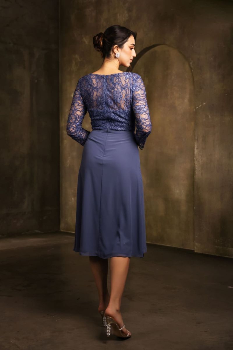 Bateau Tea-Length Lace Mother of the Bride A-Line May Queen 2100