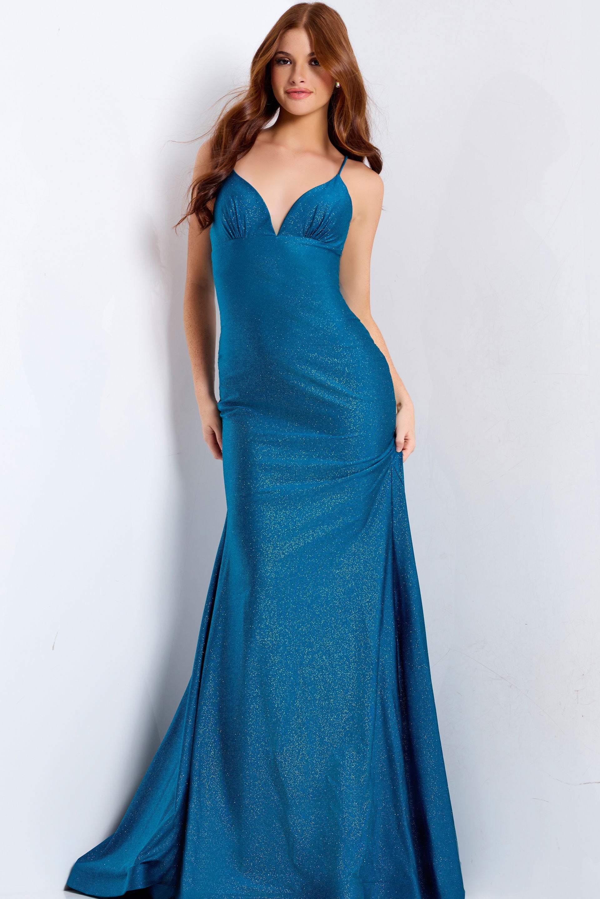 Prom Dresses Long Formal Mermaid Glitter Prom Dress Jovani 48200 Peacock