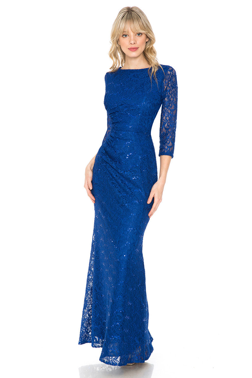 Mother of the Bride Dresses Long Sequin Formal Lace Mother of the Bride Dress Lenovia 5239 Royal Blue