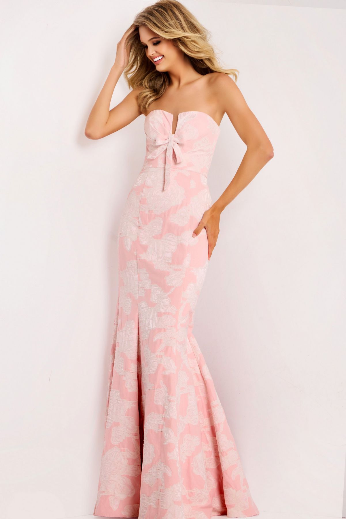 Prom Dresses Floral Mermaid Long Formal Prom Dress Blush