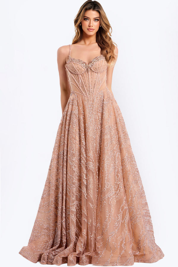 Jovani 48365 Long Beaded Formal Corset Prom Dress