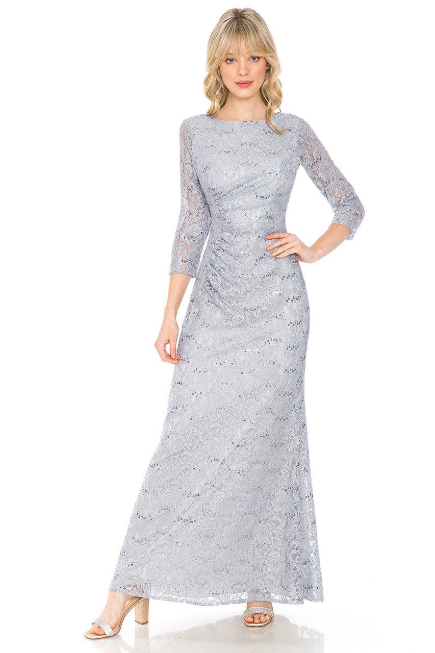 Mother of the Bride Dresses Long Sequin Formal Lace Mother of the Bride Dress Lenovia 5239 Silver