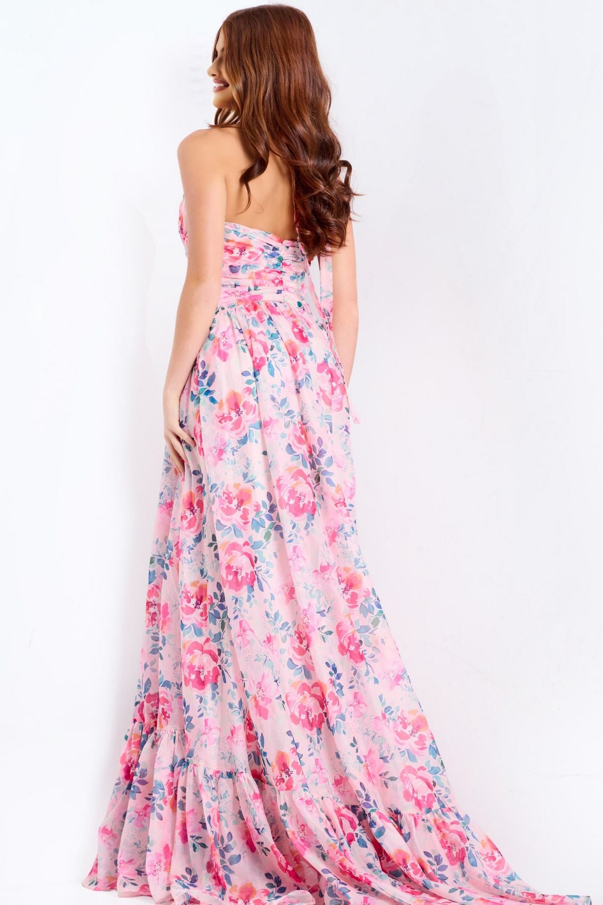Prom Dresses Long Formal Floral Print Evening Prom Dress Print