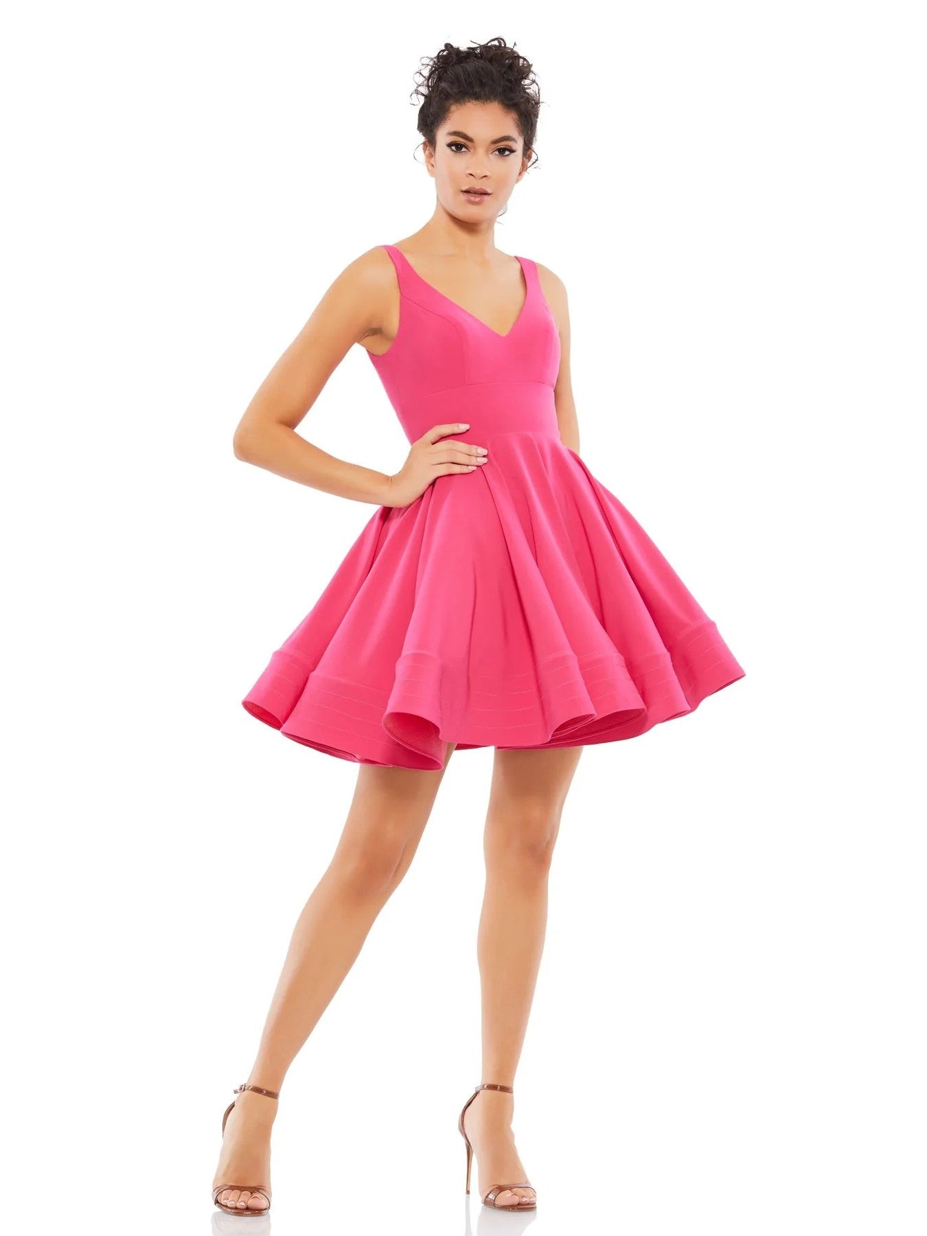 Mac Duggal Short Flutter Sleeveless Cocktail Dress