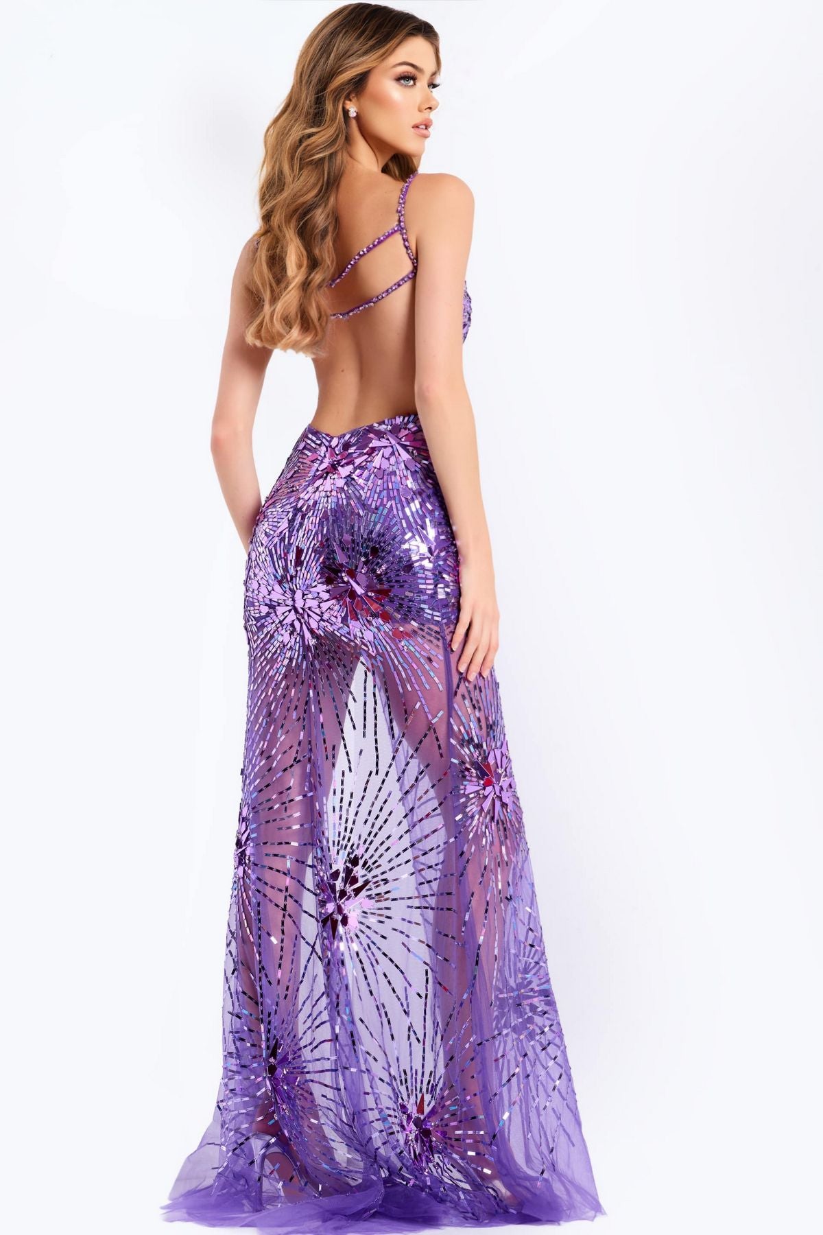 Prom Dresses Sequin Formal Long Fitted Evening Prom Dress Purple