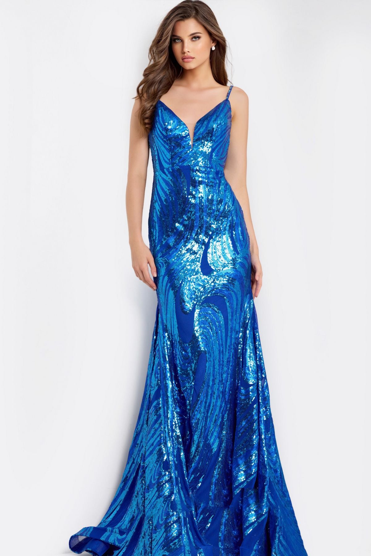 Prom Dresses Formal Mermaid Long Sequin Prom Dress Cobalt