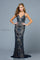 Prom Dresses Fitted Long Sequin Formal Prom Dress Navy Nude