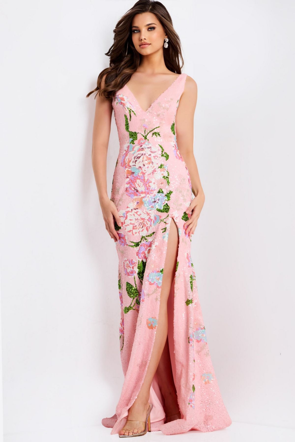 Prom Dresses Floral Long Formal Mermaid Prom Dress Pink