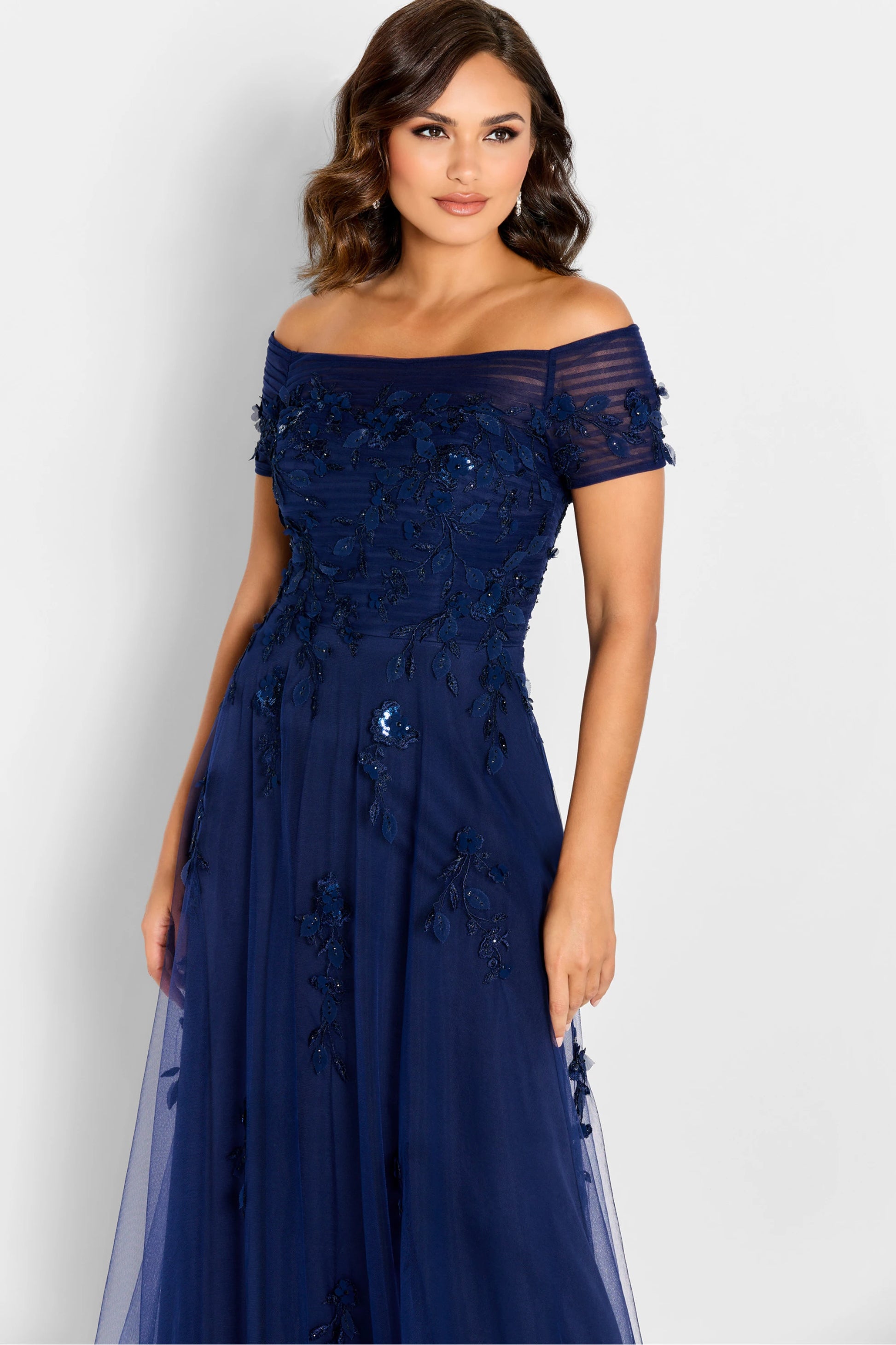 Cameron Blake CB751 A Line Beaded Long Formal Sequin Dress