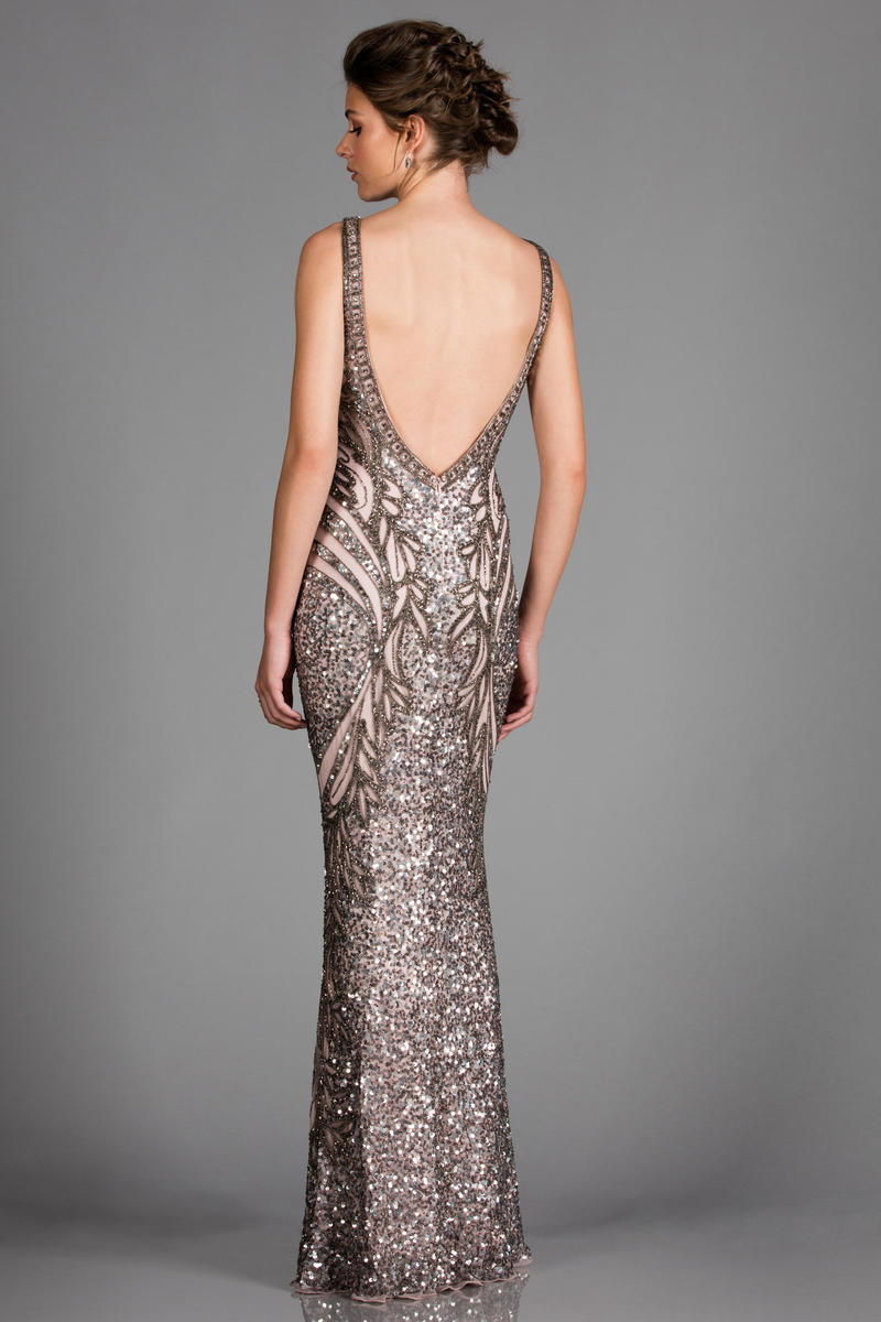 V-Neck Floor-Length Sequin Prom Dress Mermaid Scala 48721