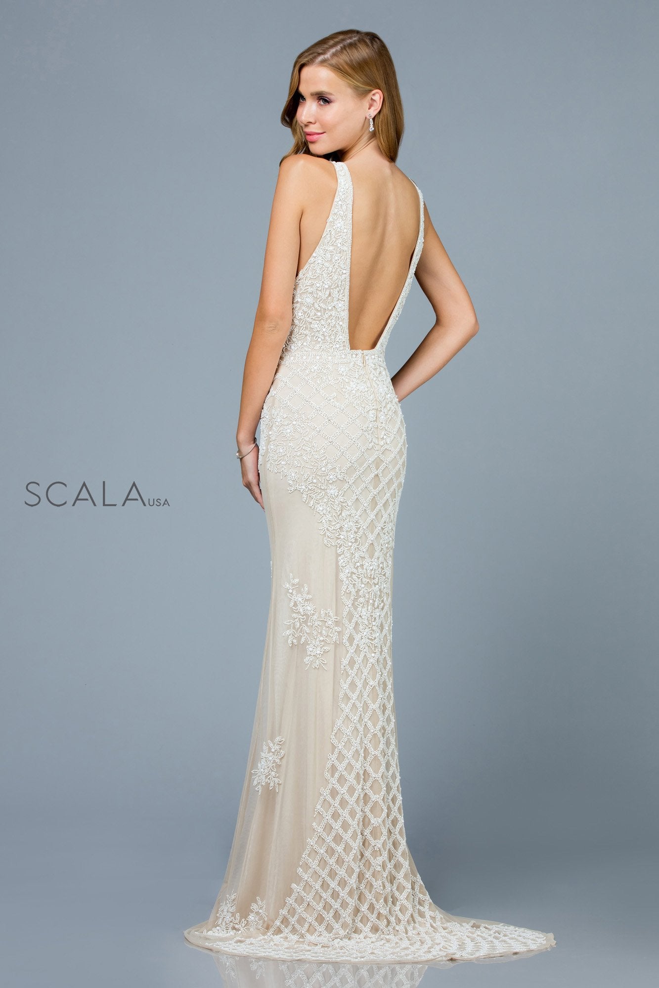 Scala 48787 Fitted Bridal Gown Long Simple Wedding Dress