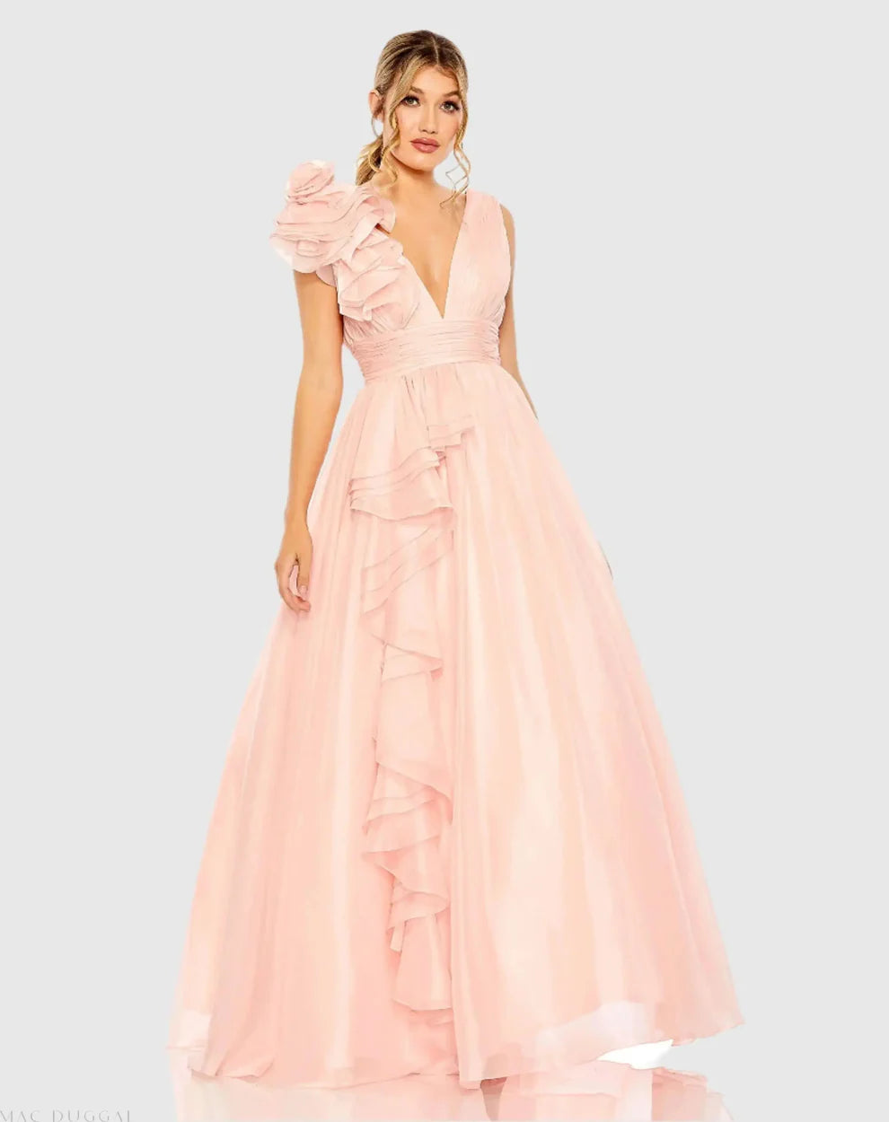 Formal Dresses Prom Long Ruffled Ball Gown Blush