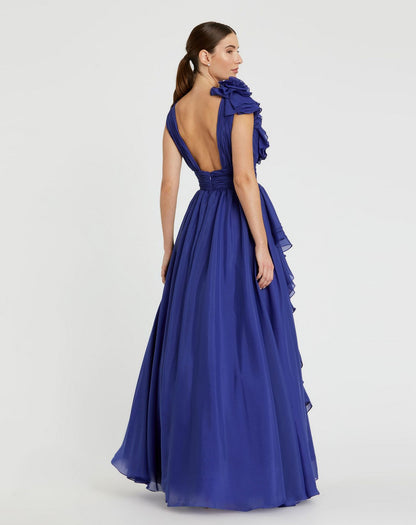 Formal Dresses Prom Long Ruffled Ball Gown Cobalt
