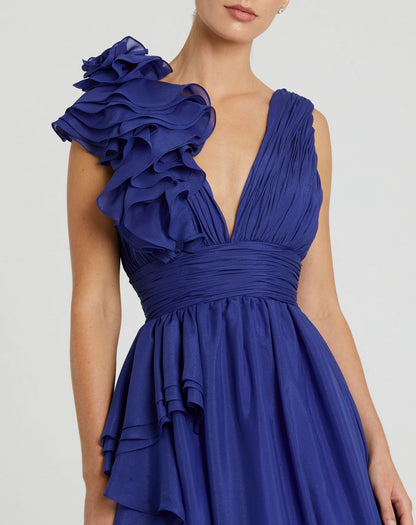 Formal Dresses Prom Long Ruffled Ball Gown Cobalt