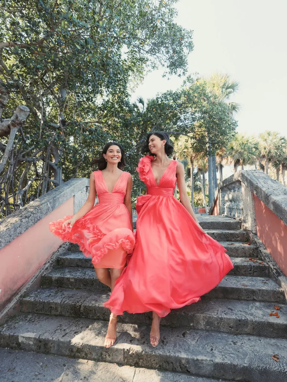 Formal Dresses Prom Long Ruffled Ball Gown Coral