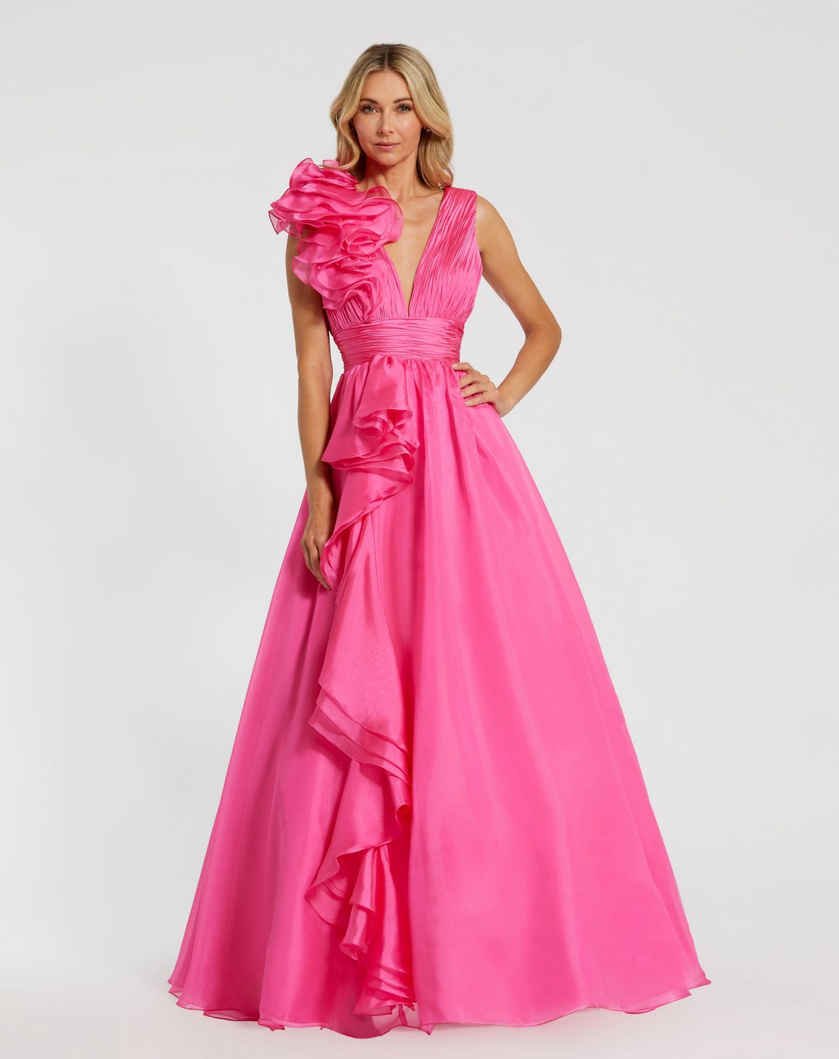 Formal Dresses Prom Long Ruffled Ball Gown Hot Pink