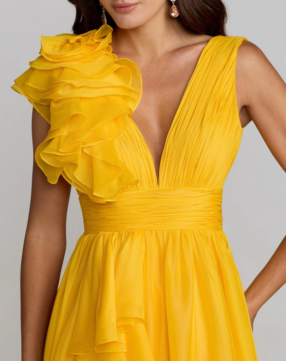 V-Neck Floor-Length Organza Formal A-Line Mac Duggal 9948856P