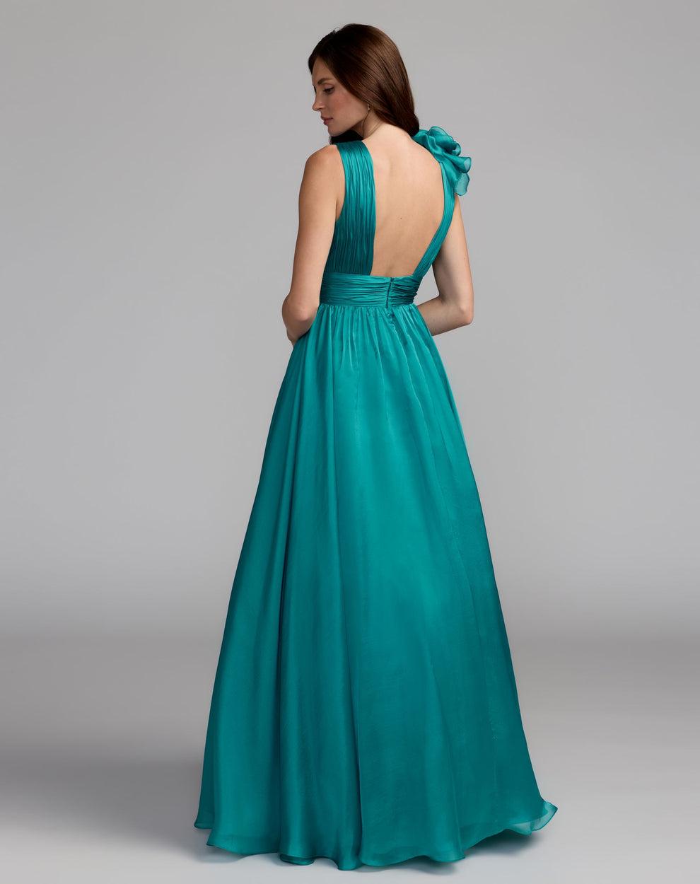 V-Neck Floor-Length Chiffon Occasion Ball Gown Mac Duggal 48856