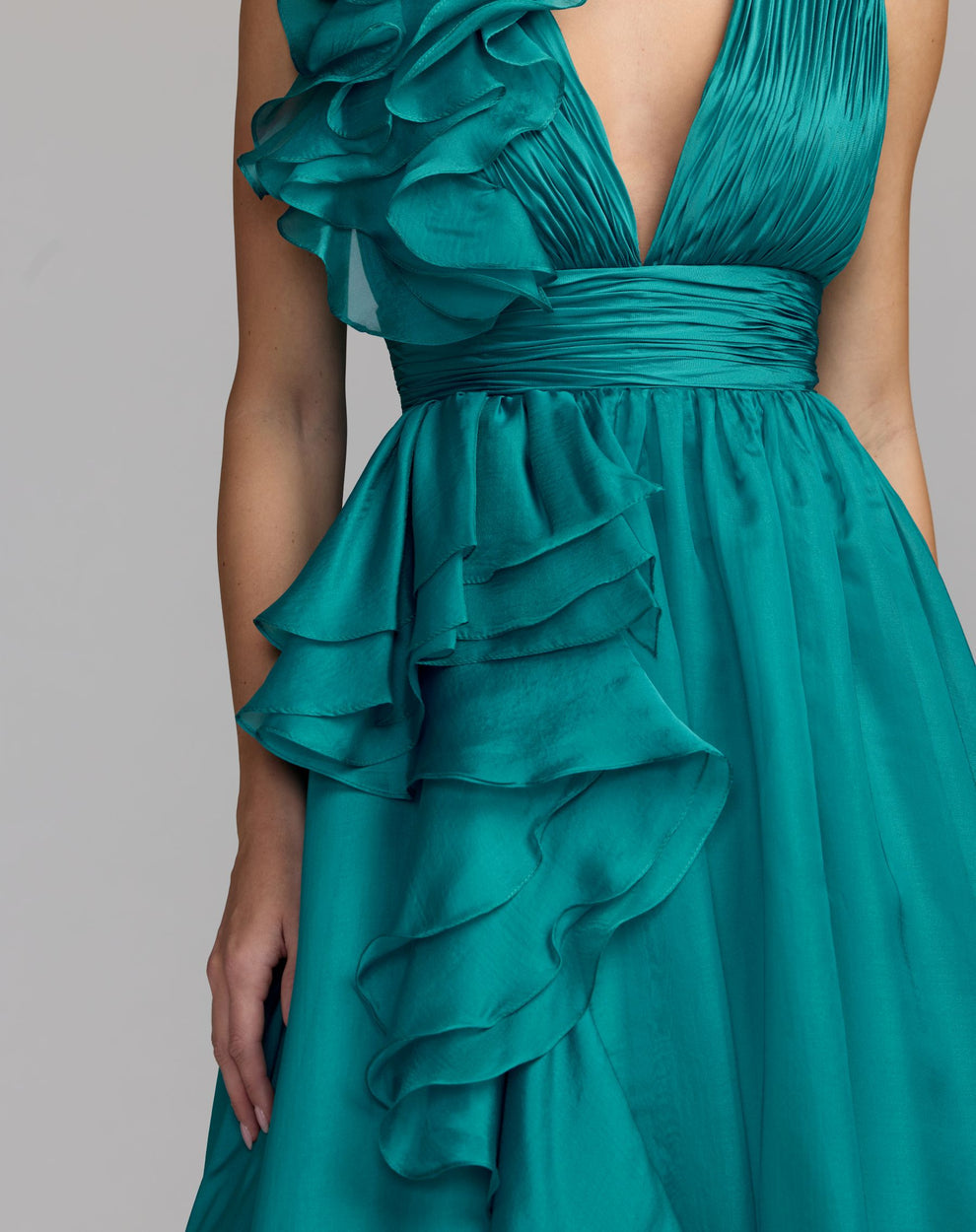 V-Neck Floor-Length Chiffon Occasion Ball Gown Mac Duggal 48856