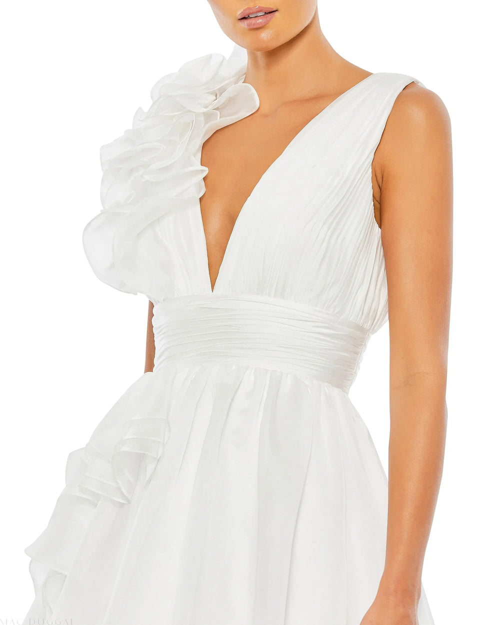 V-Neck Floor-Length Organza Wedding A-Line Mac Duggal 9948856P