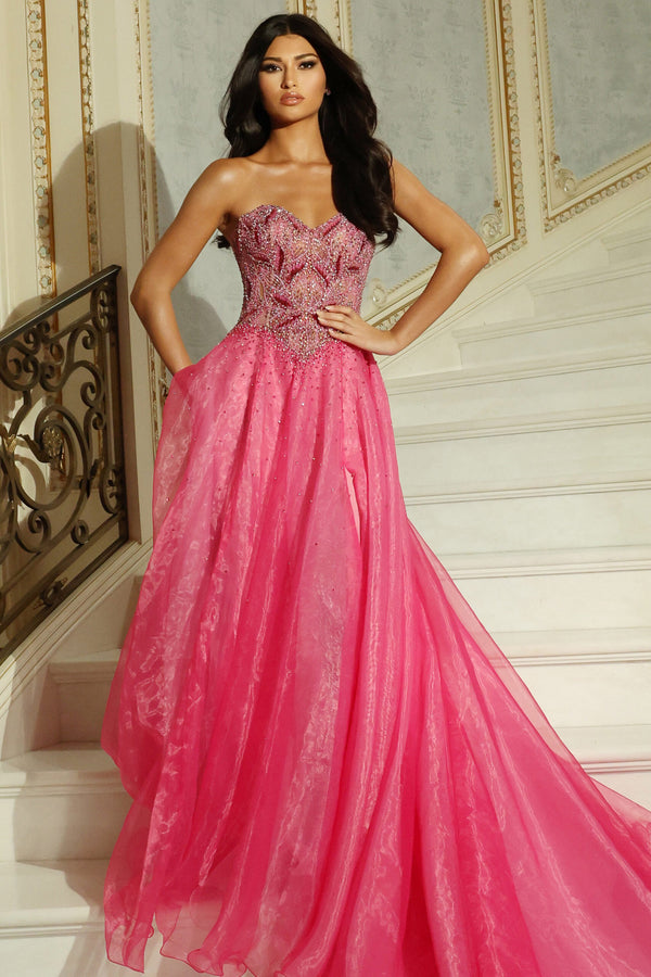 Long Formal Beaded Fitted Corset Prom Dress Jovani 48906